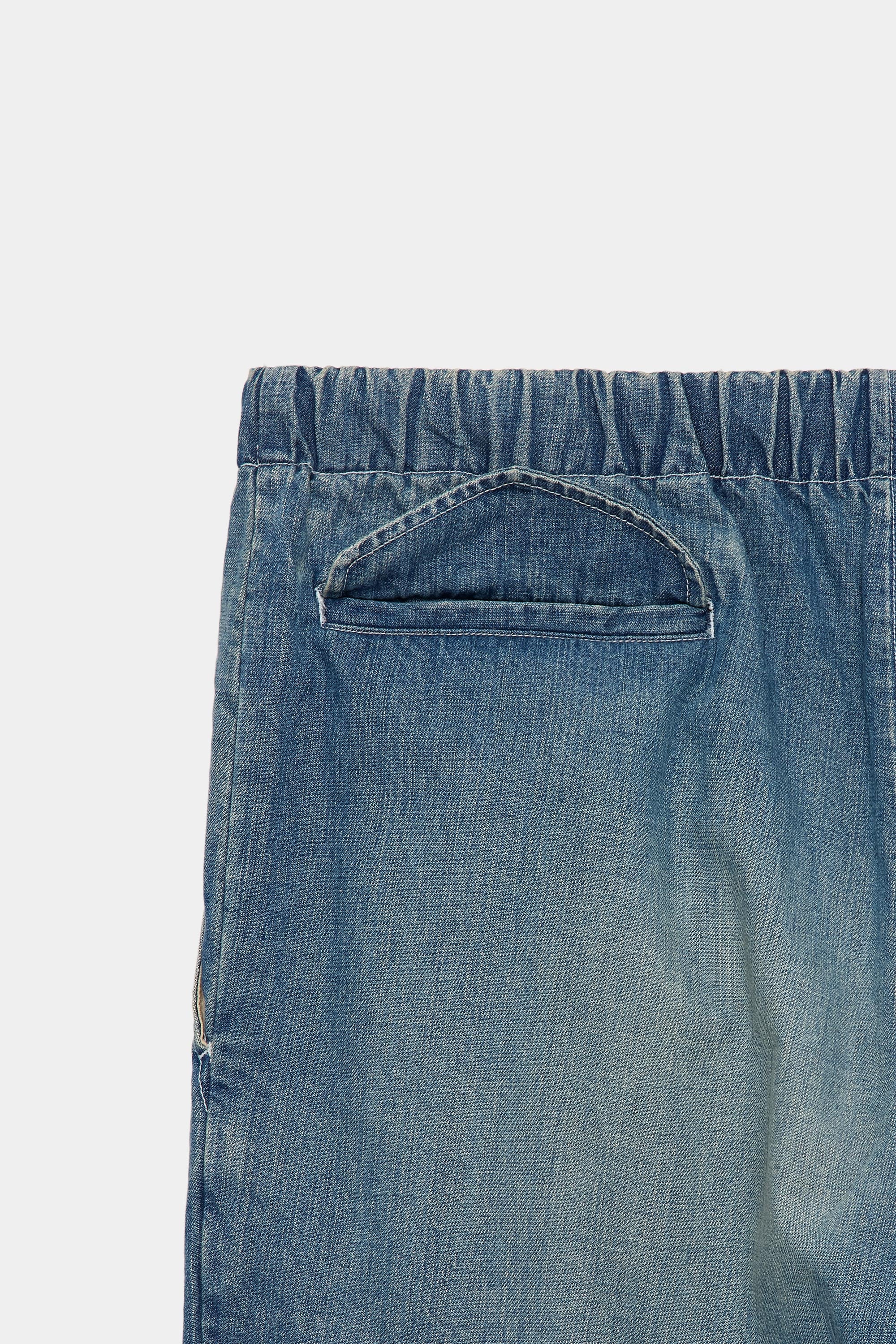 ORGANIC COTTON 10oz DENIM COCOON WIDE EASY DENIM PANTS, Used Wash