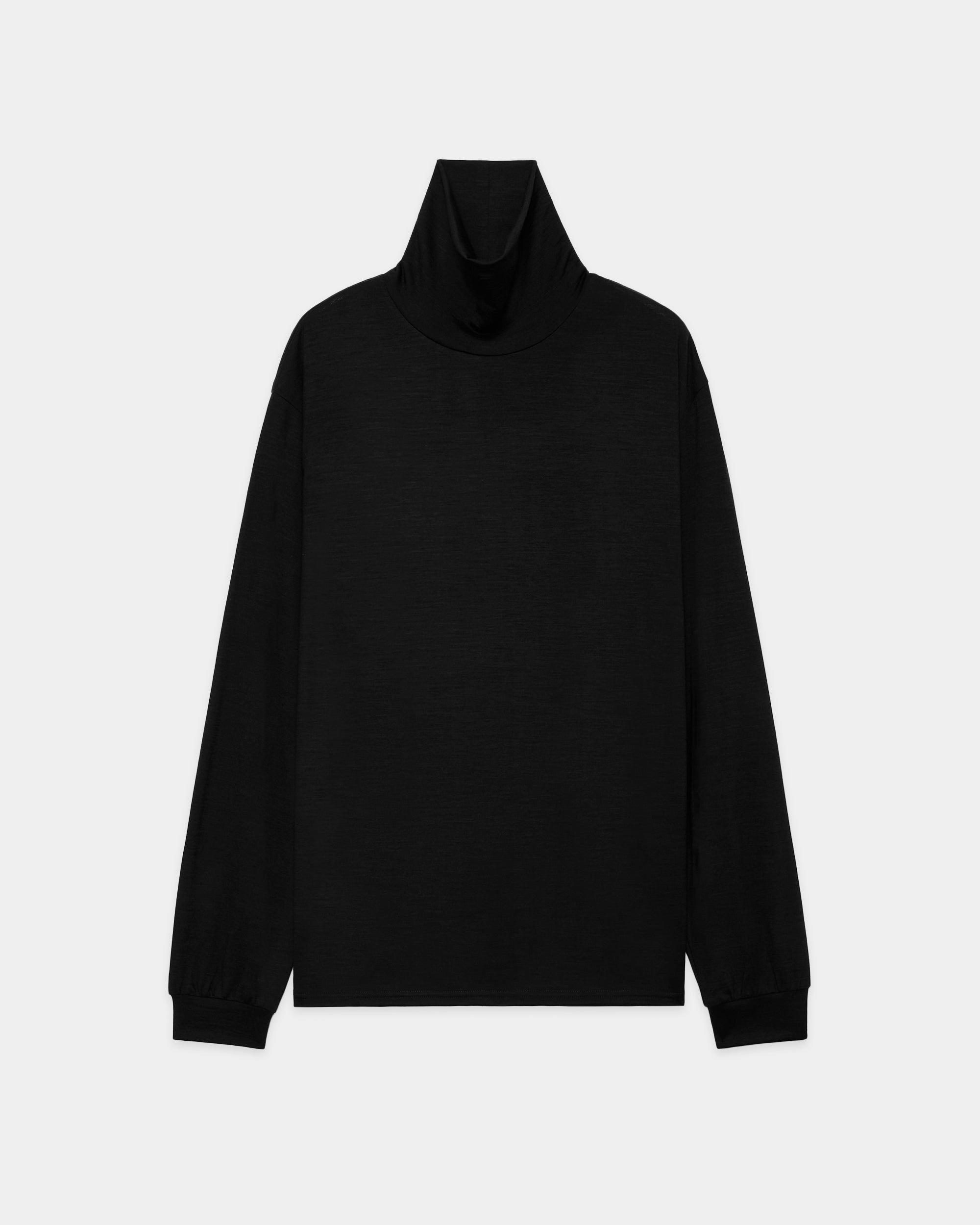 2/72 WOOL SINGLE JERSEY WASHABLE TURTLE NECK , Black