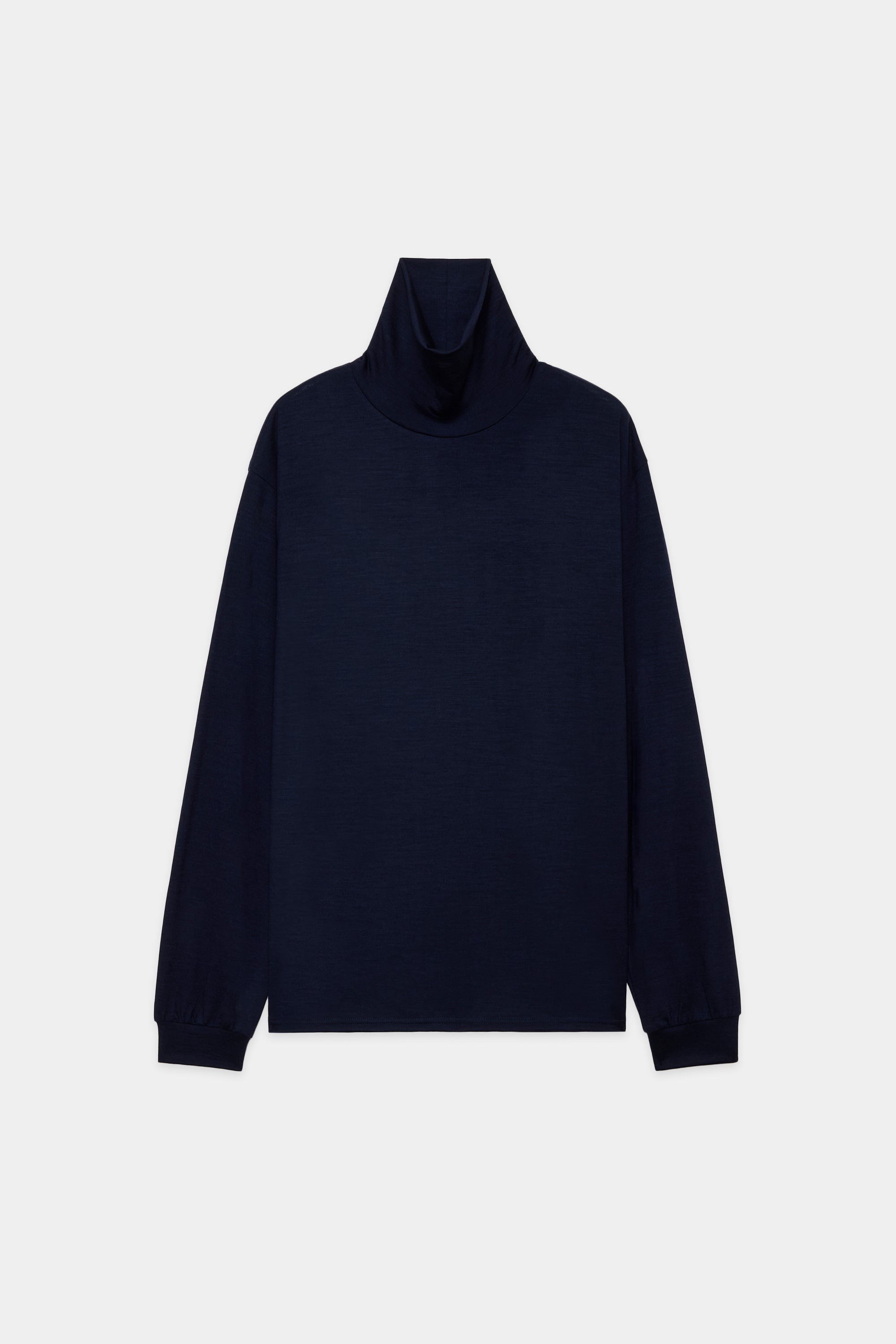 2/72 WOOL SINGLE JERSEY WASHABLE TURTLE NECK , Navy