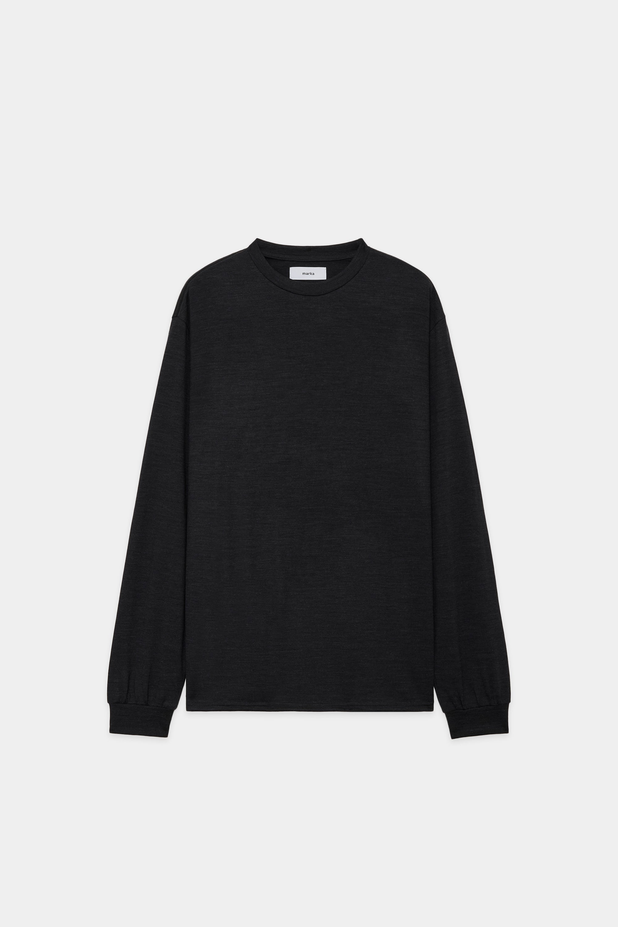 2/72 WOOL SINGLE JERSEY WASHABLE CREW NECK , Top Charcoal