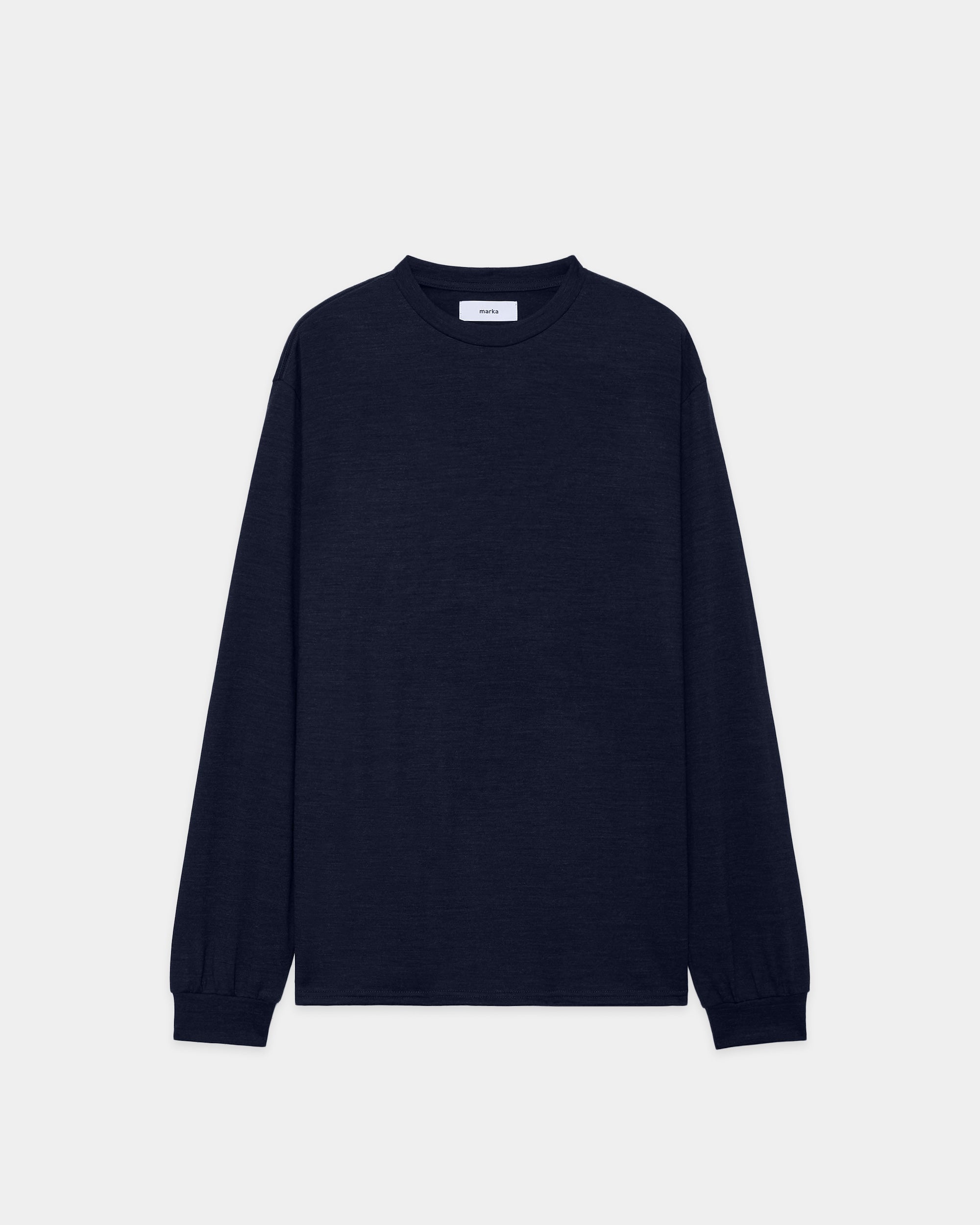 2/72 WOOL SINGLE JERSEY WASHABLE CREW NECK , Navy