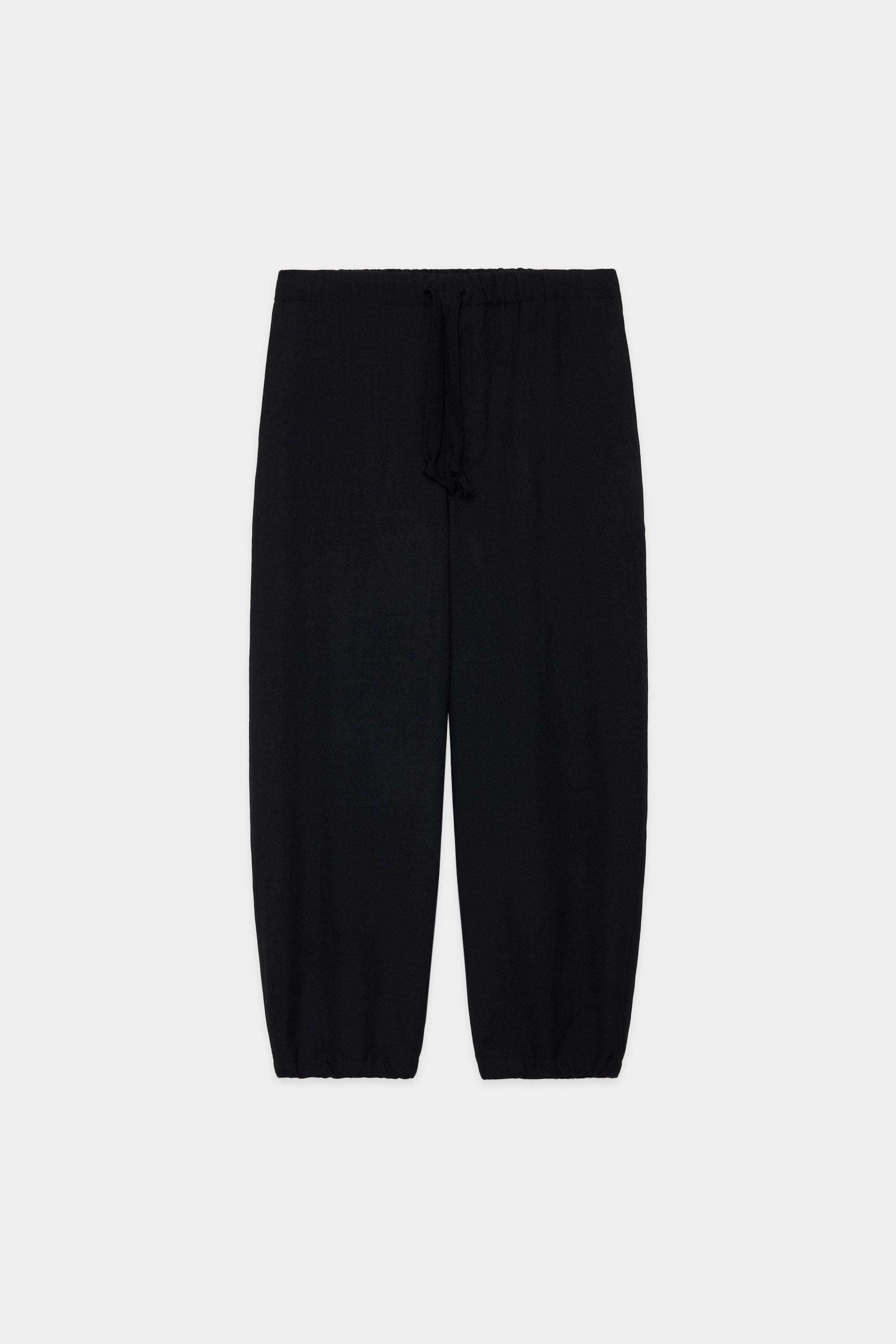 TUMBLED WOOL SERGE COCOON WIDE EASY PANTS, Chambray Black