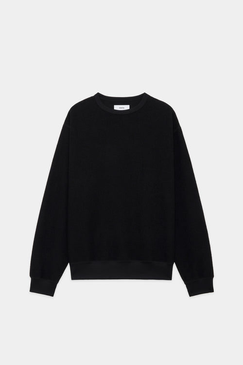 SUPER140'S WOOL FLEECE CREW NECK, Black