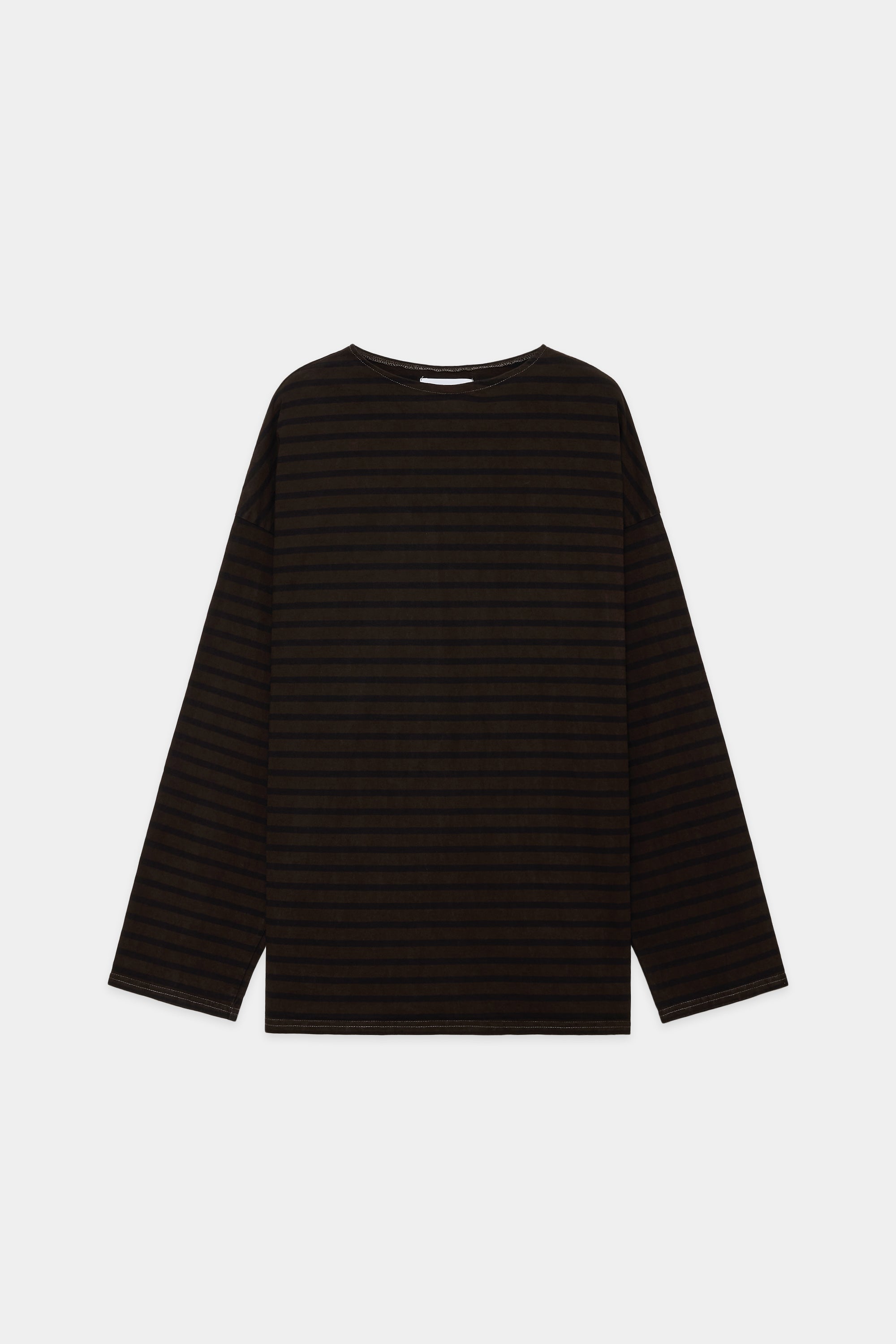 ORGANIC COTTON 30//2 KNIT "Doro-Zome" BASQUE SHIRT L/S, Dark Brown