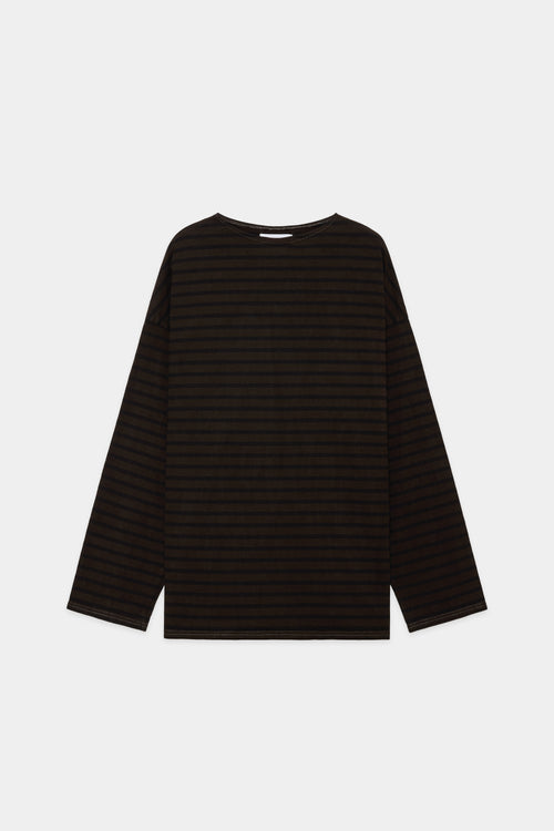 ORGANIC COTTON 30//2 KNIT "Doro-Zome" BASQUE SHIRT L/S, Dark Brown