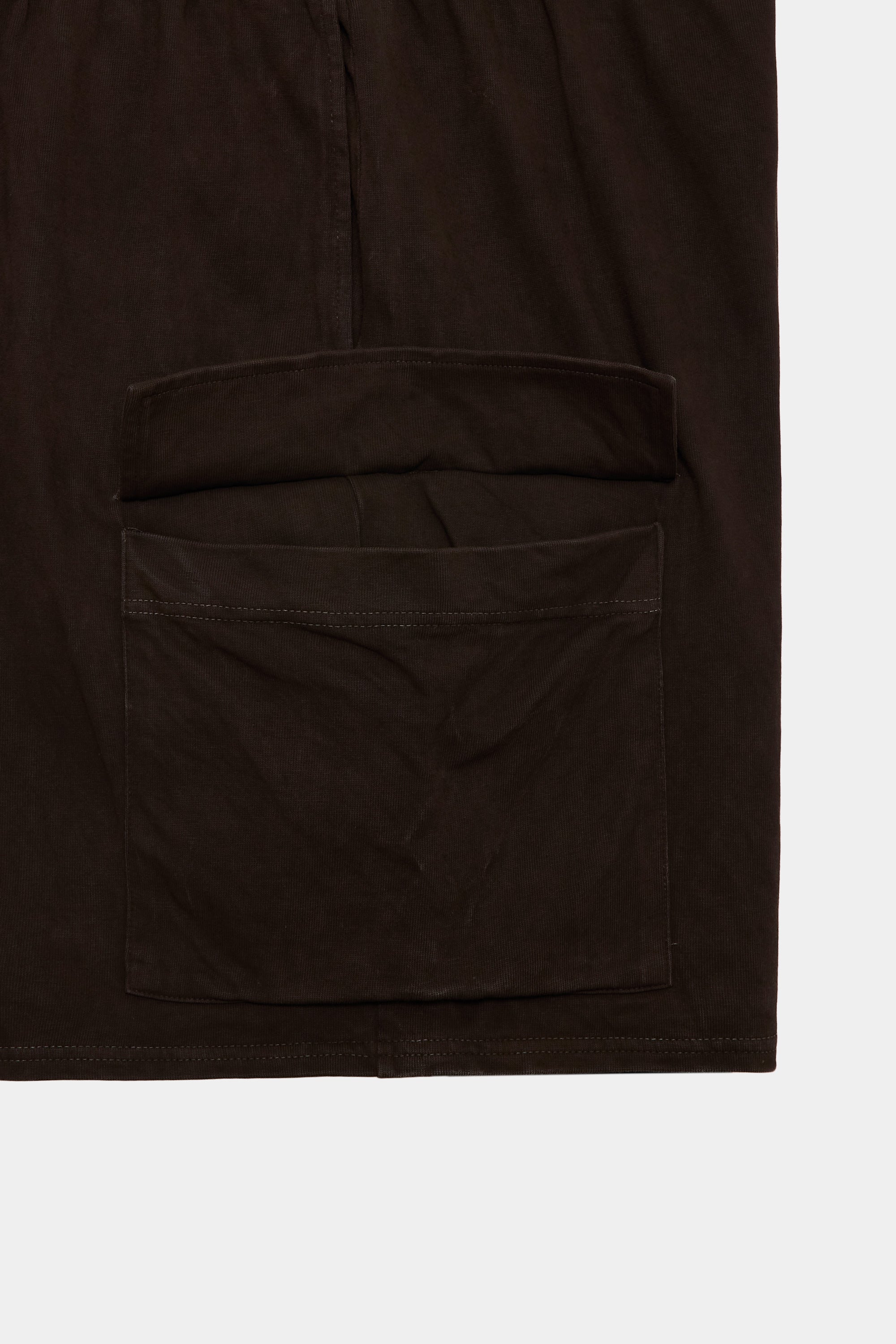 20//1 RECYCLE SUVIN ORGANIC COTTON KNIT "Doro-Zome" CARGO SHORTS, Dark Brown