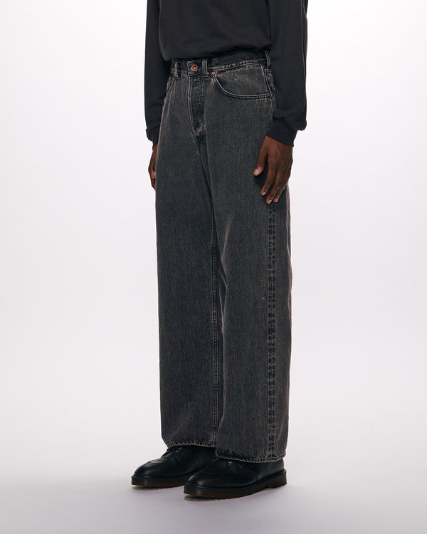 ORGANIC COTTON 13.5oz SELVEDGE DENIM WIDE LEG JEANS, Faded Black