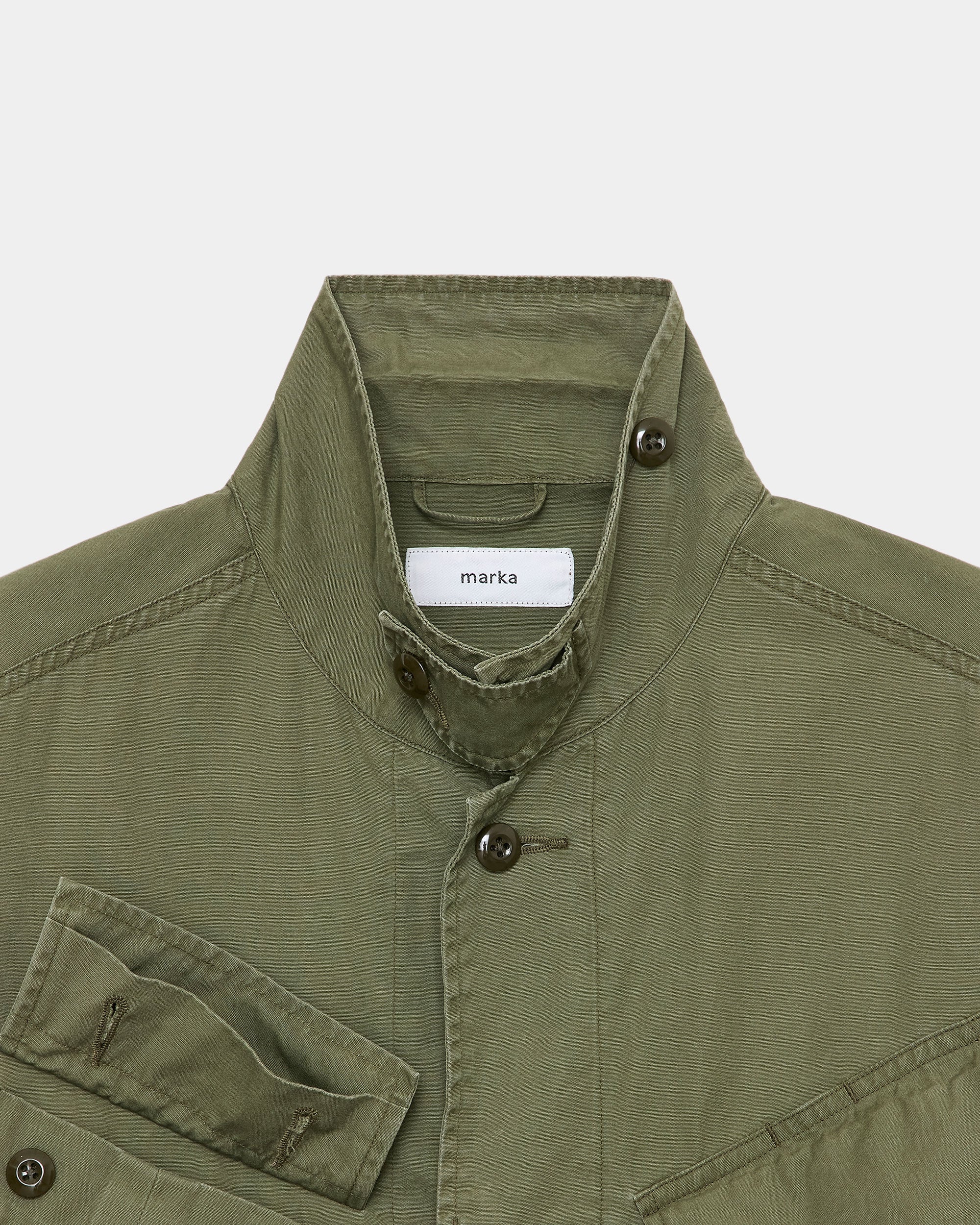 ORGANIC COTTON WEATHER CLOTH JUNGLE FATIGUE JACKET, Olive