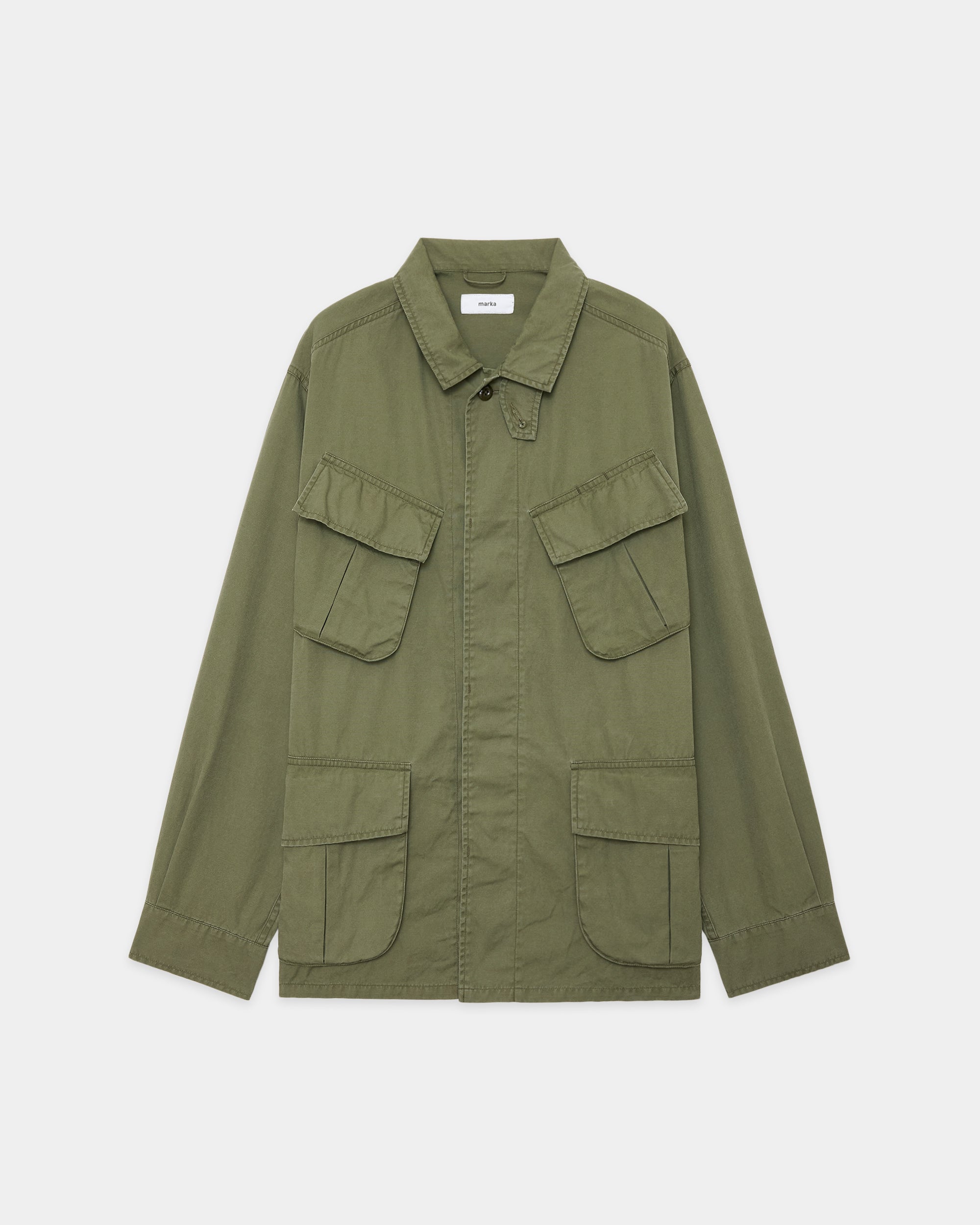 ORGANIC COTTON WEATHER CLOTH JUNGLE FATIGUE JACKET, Olive