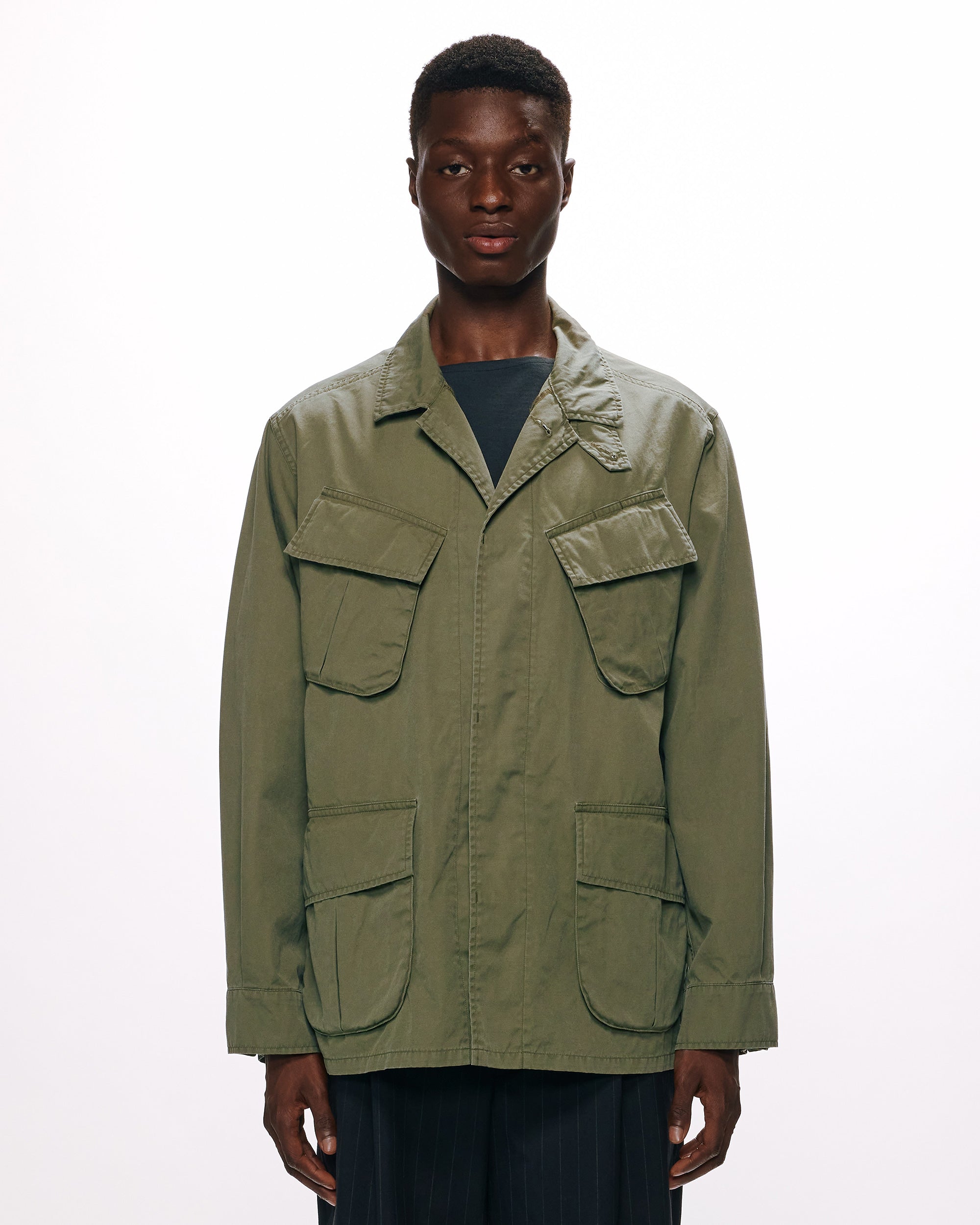 ORGANIC COTTON WEATHER CLOTH JUNGLE FATIGUE JACKET, Olive