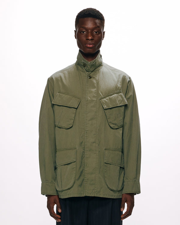 ORGANIC COTTON WEATHER CLOTH JUNGLE FATIGUE JACKET, Olive