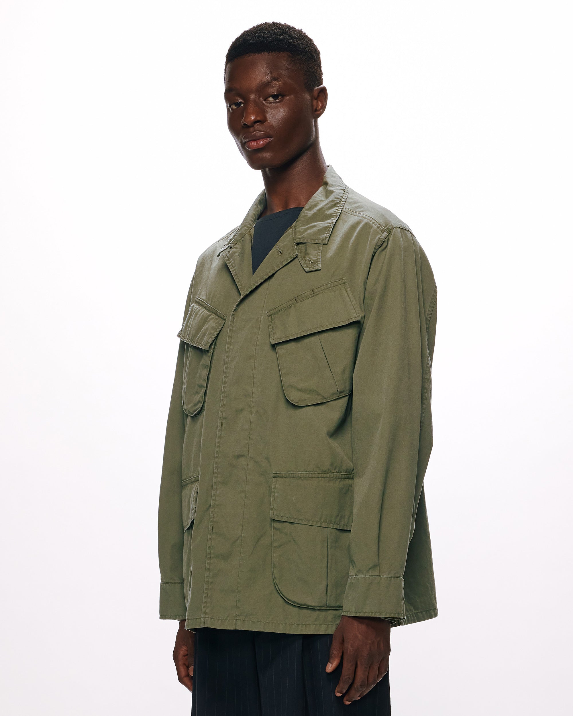 ORGANIC COTTON WEATHER CLOTH JUNGLE FATIGUE JACKET, Olive