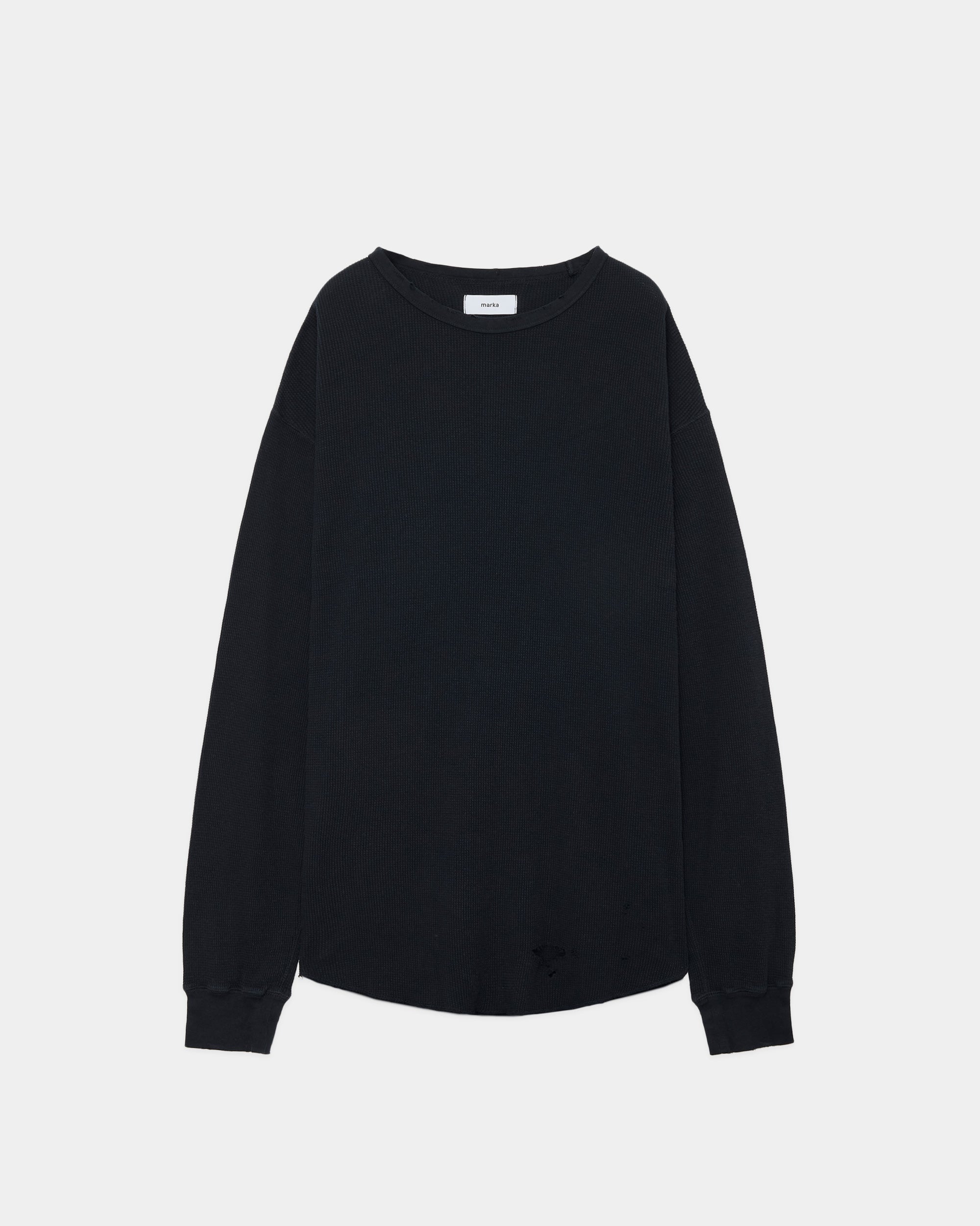 30/1 ORGANIC COTTON WAFFLE WAFFLE CREW NECK, Black