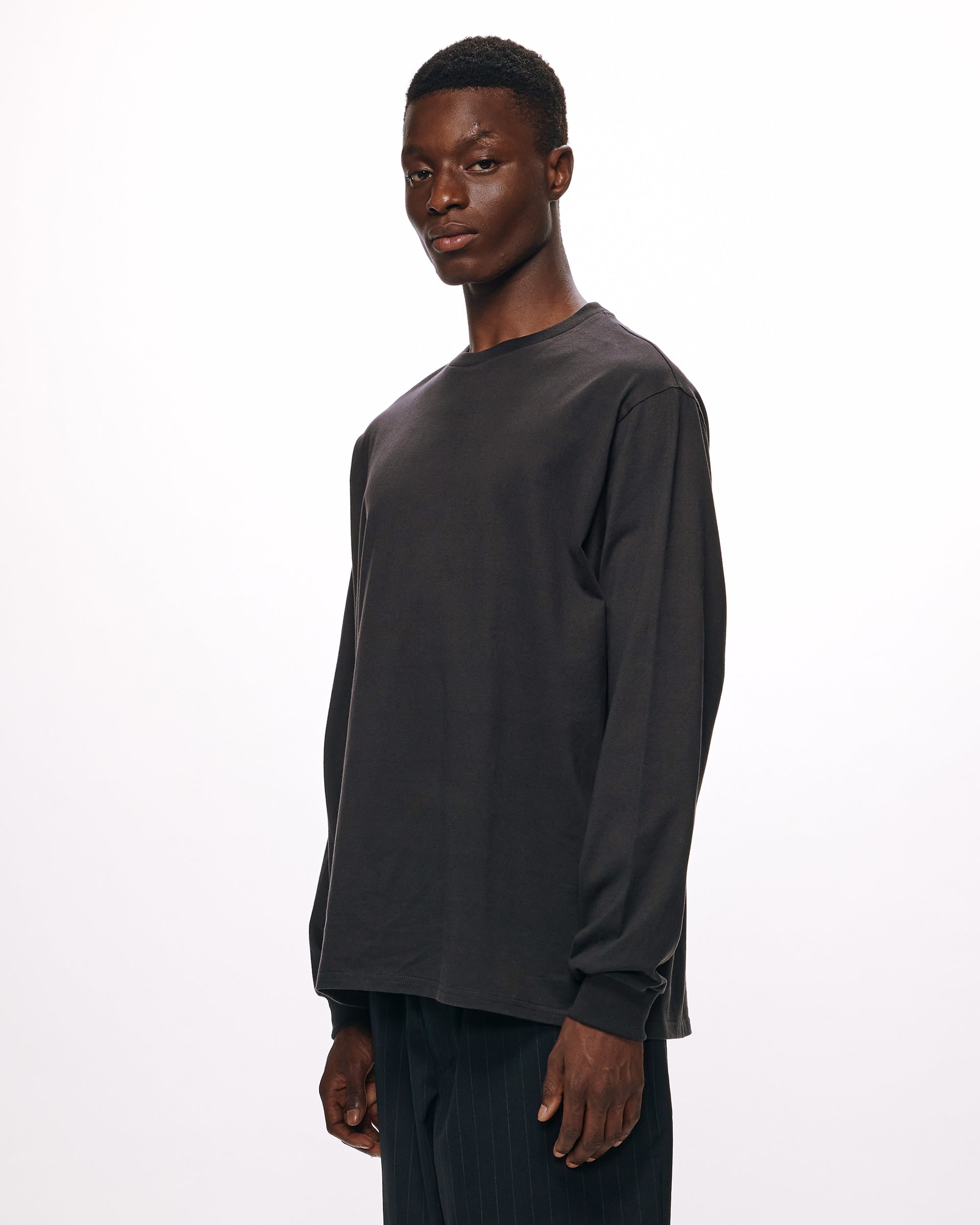 40/2 ORGANIC COTTON KNIT CREW NECK L/S TEE , Charcoal