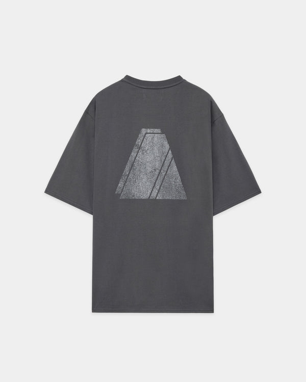 40/2 ORGANIC COTTON KNIT PRINT TEE ''LAYERED PYRAMID'', M Gray