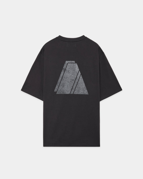 40/2 ORGANIC COTTON KNIT PRINT TEE ''LAYERED PYRAMID'', Charcoal