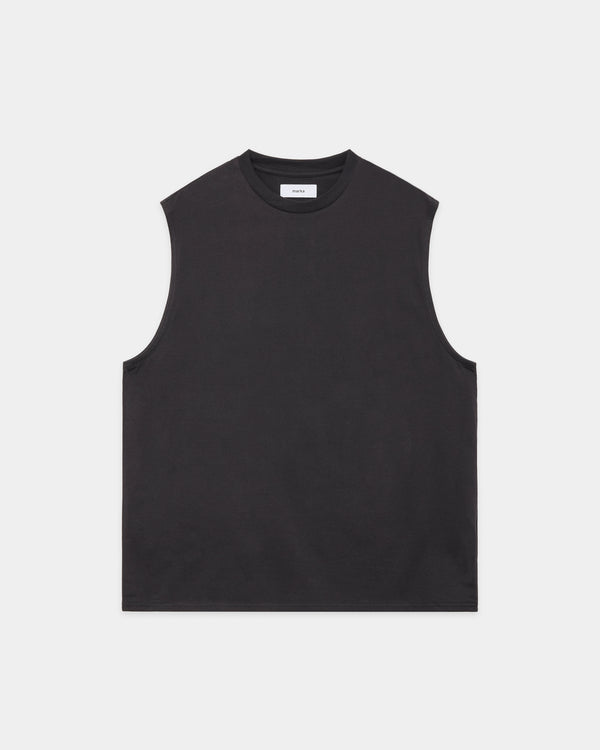 40/2 ORGANIC COTTON KNIT SLEEVELESS TEE, Charcoal