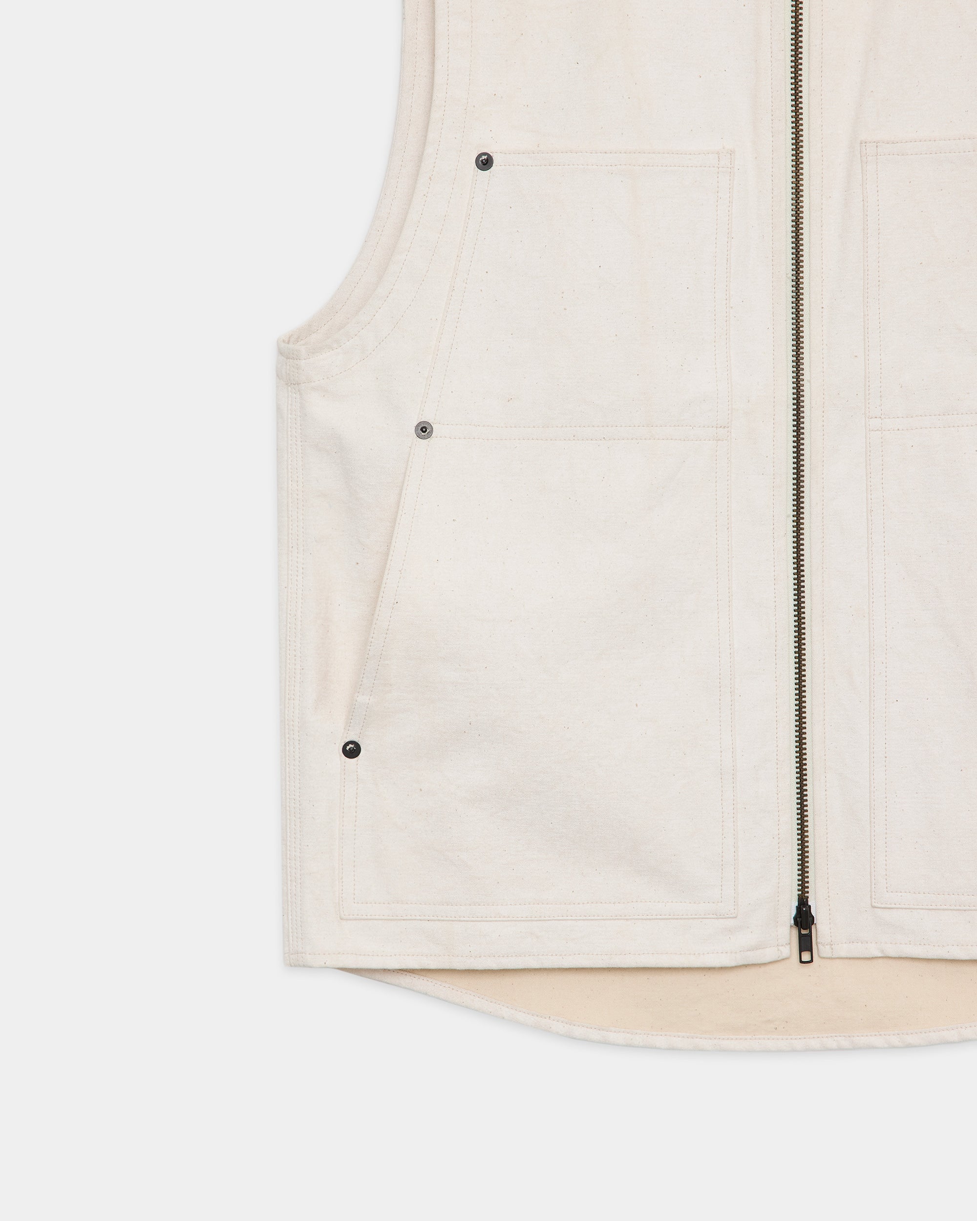 ORGANIC COTTON CANVAS ENGINEERED  VEST, White