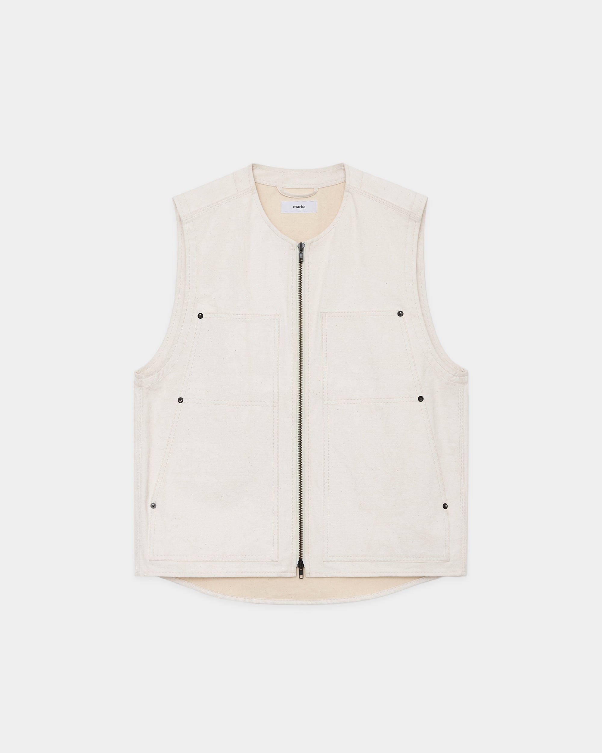 ORGANIC COTTON CANVAS ENGINEERED  VEST, White