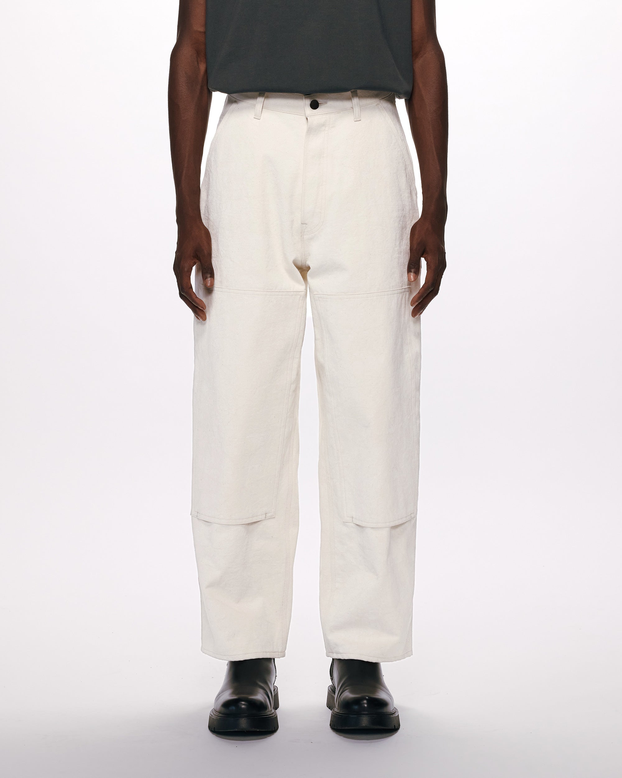 ORGANIC COTTON CANVAS ENGINEERED PANTS, White