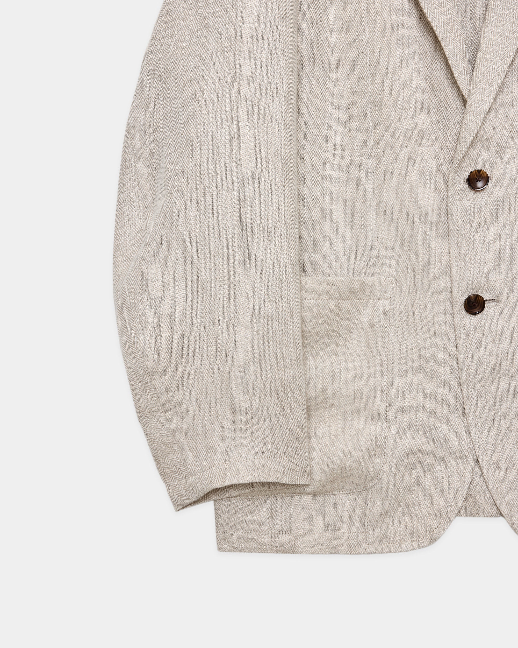 LINEN HERRINGBONE STROLL AROUND JACKET, Ecru