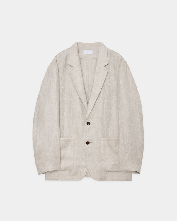 LINEN HERRINGBONE STROLL AROUND JACKET, Ecru