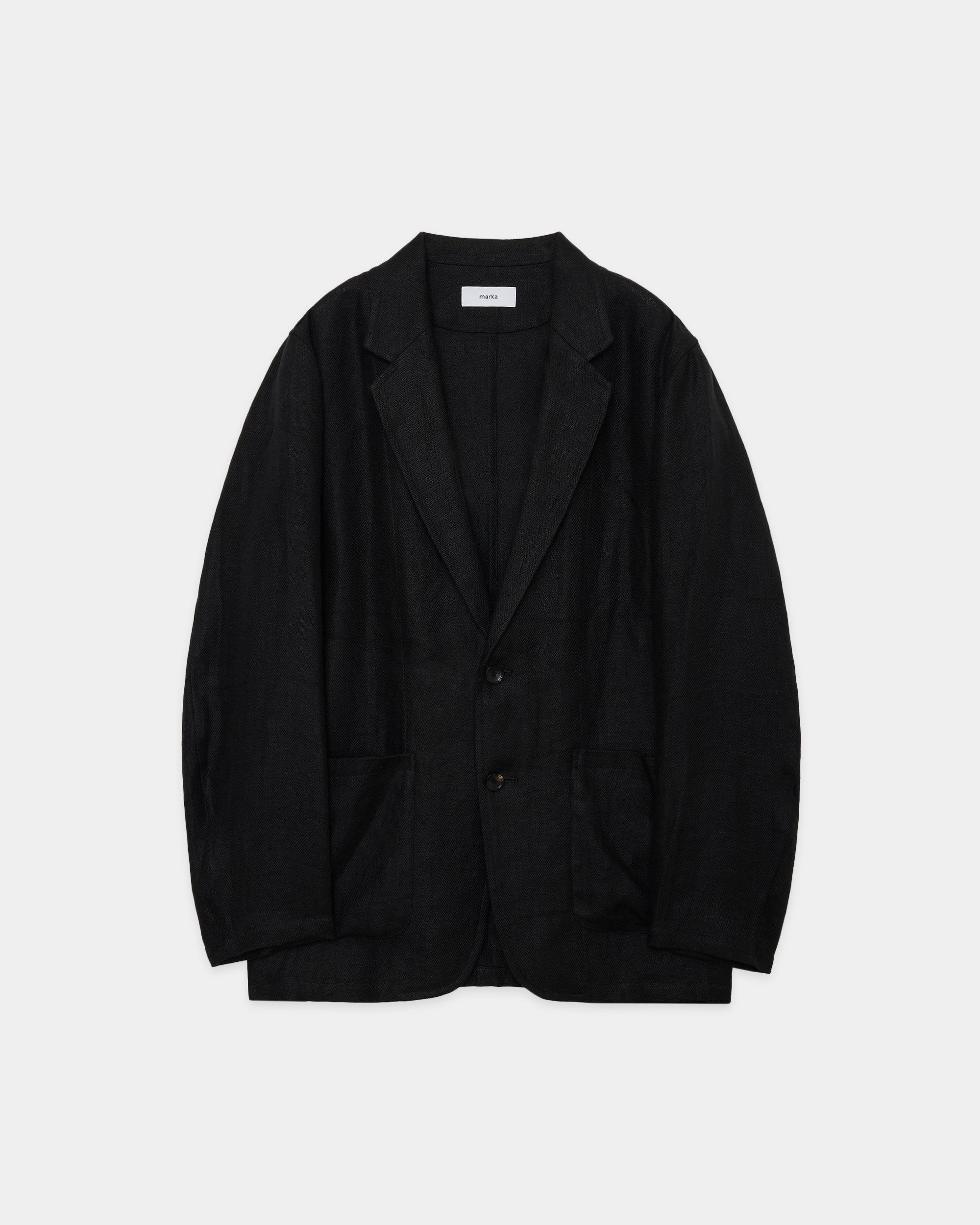 LINEN HERRINGBONE STROLL AROUND JACKET, Black