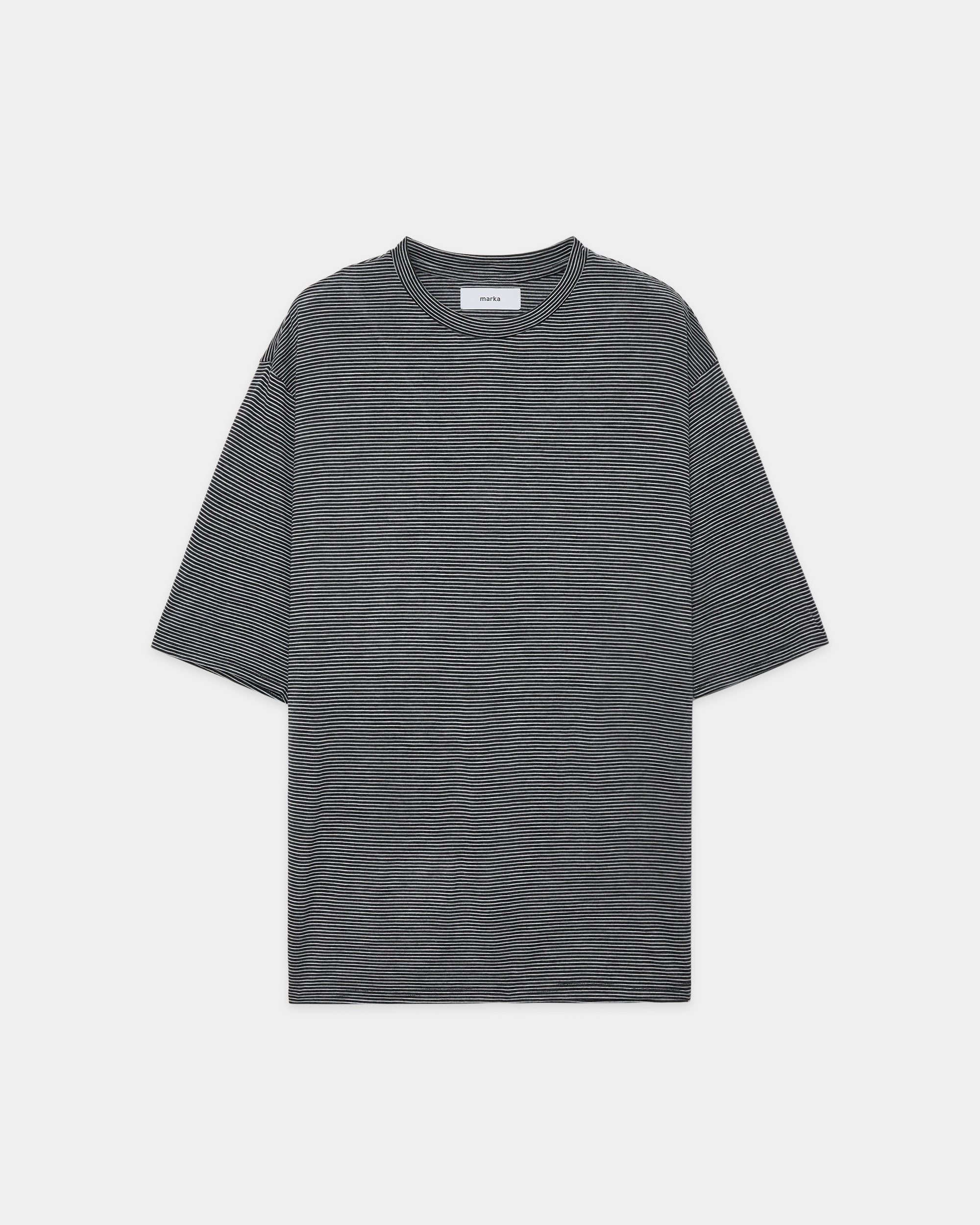 SUPER120's WOOL SINGLE JERSEY WASHABLE CREW NECK TEE, Gray x White