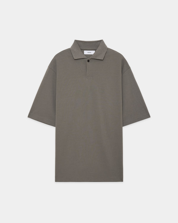 40//1 ORGANIC COTTON HIGH TWISTED PIQUE ONE BUTTON POLO S/S TEE, Gray