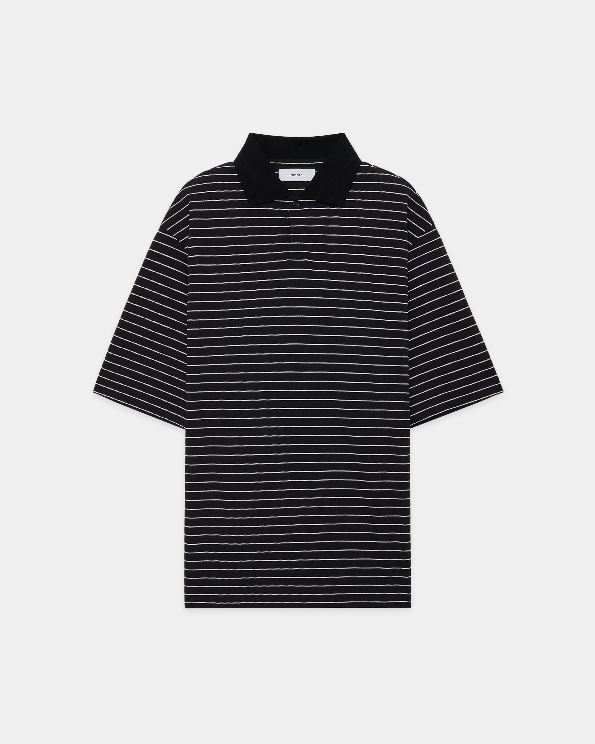 オーガニックコットン強燃ドライカノコ / ワンボタンポロS/S TEE, Black x White