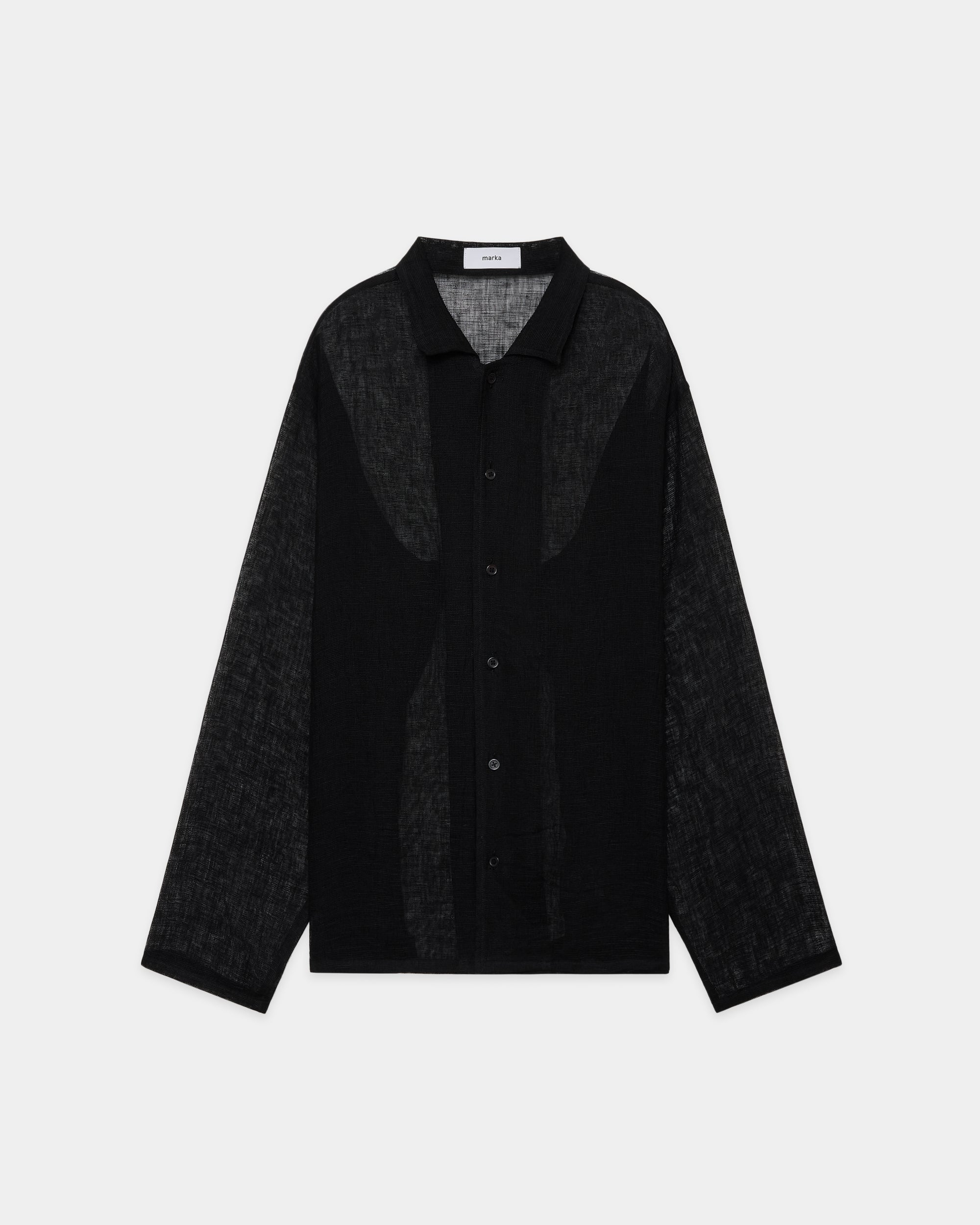 LINEN MESH MESH SHIRT, Black