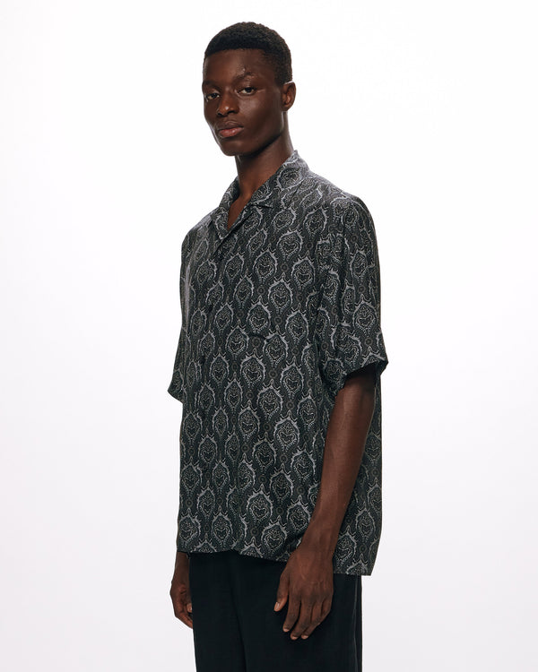 HABUTAE SILK SILK OPEN COLLAR SHIRT, Wall Cloth