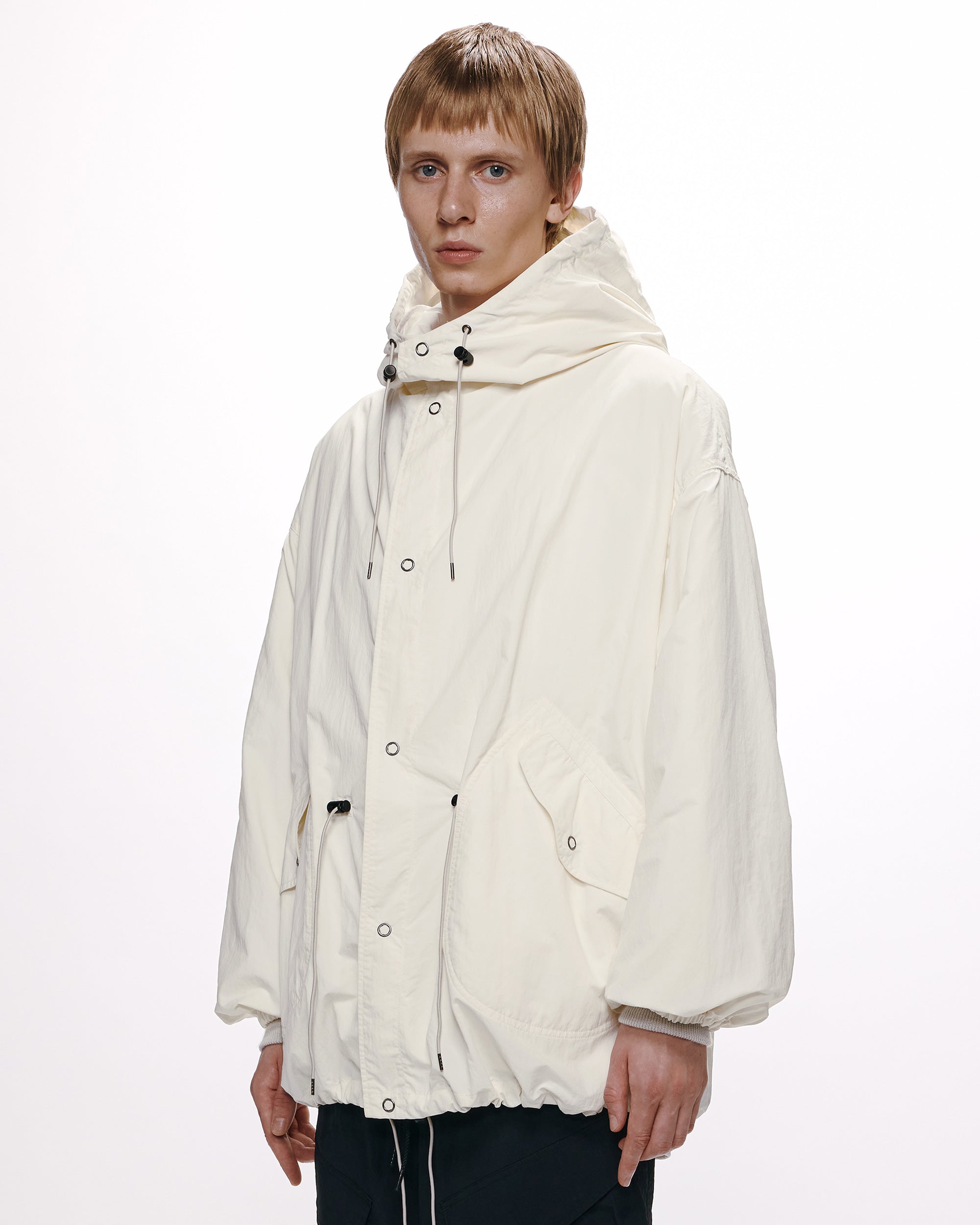 RECYCLE NYLON TUSSER RINNING SNOW PARKA, White