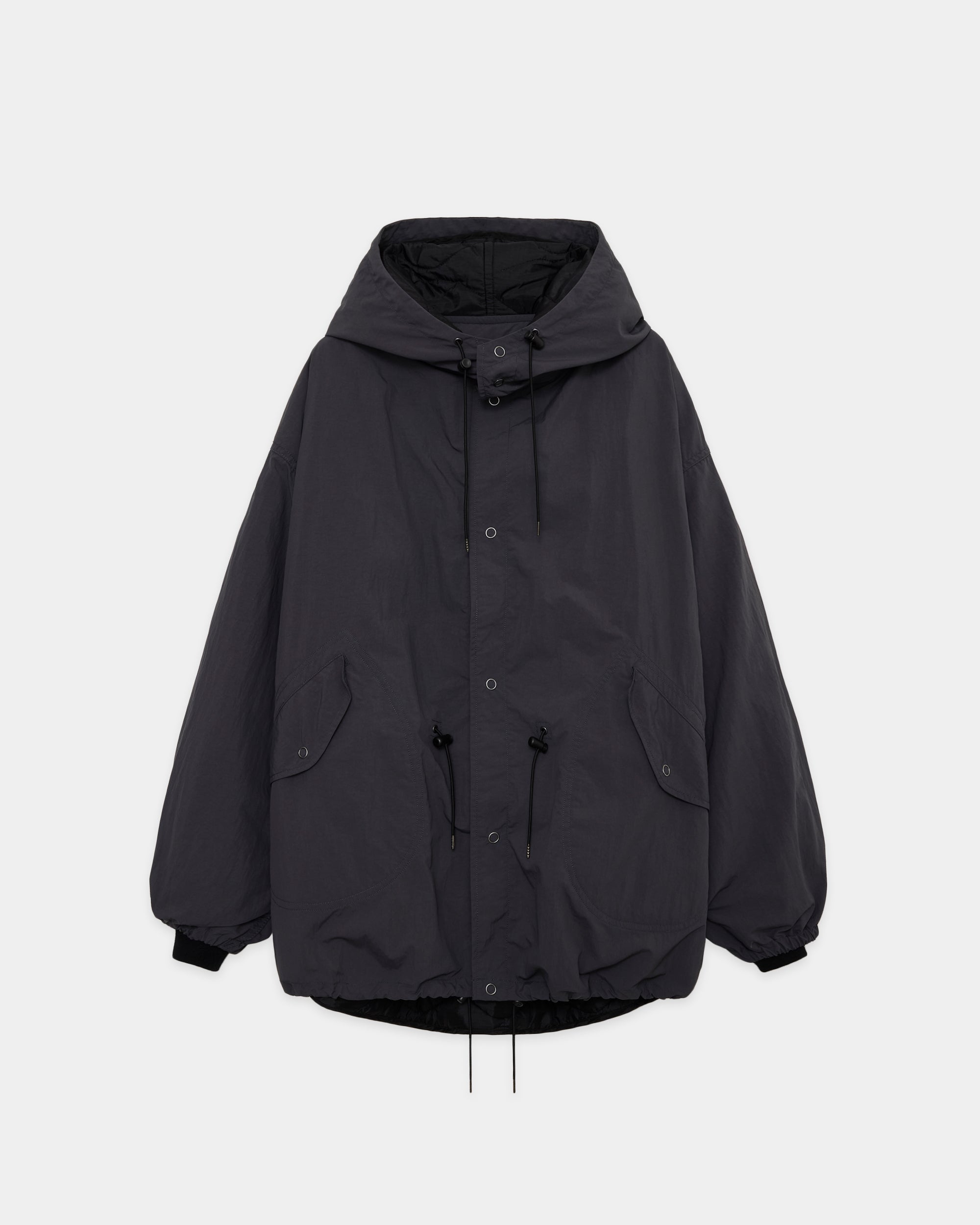 RECYCLE NYLON TUSSER RINNING SNOW PARKA, Charcoal – MARKAWARE