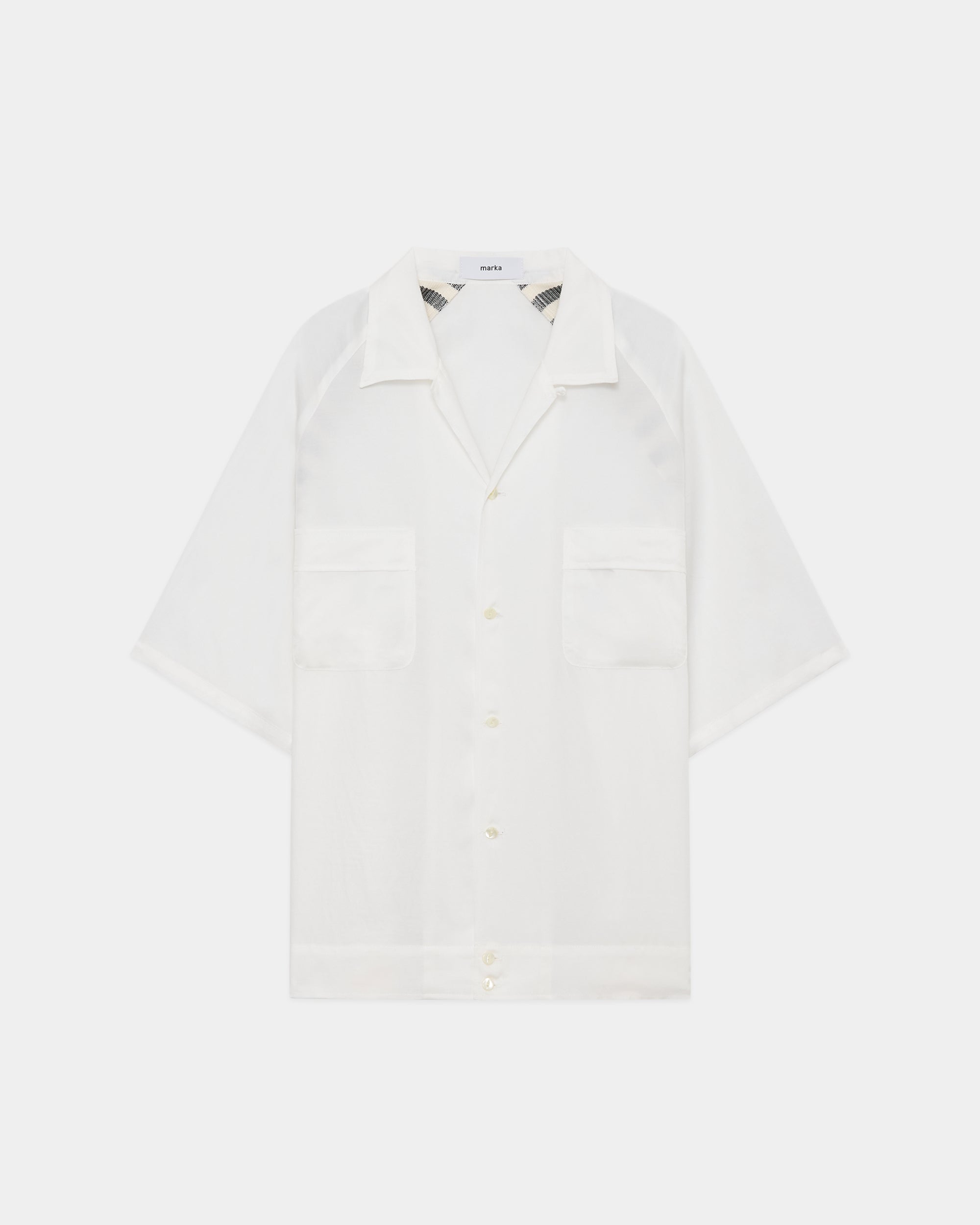 CUPRO×ORGANIC COTTON VIYELLA BOWLING SHIRT, White