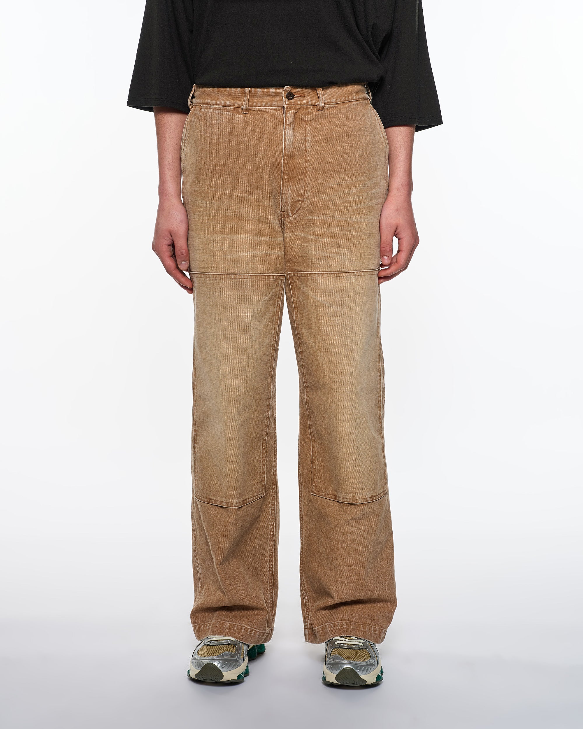 ORGANIC COTTON DUCK DOUBLE KNEE PANTS, Brown