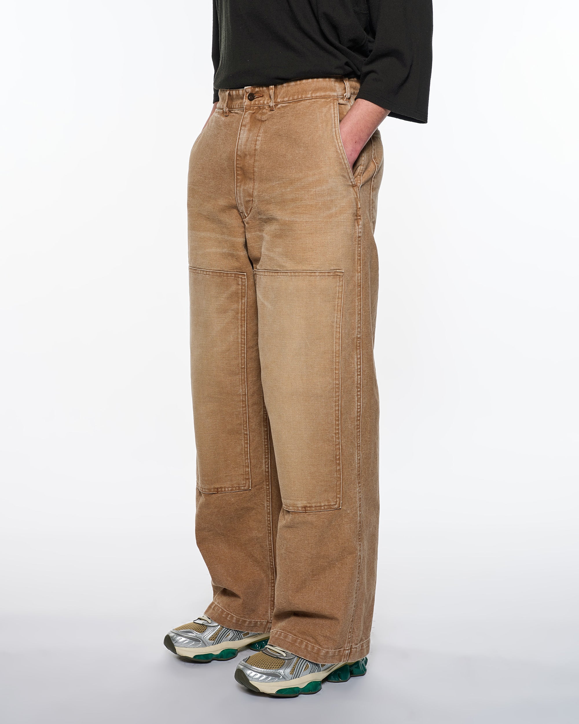 ORGANIC COTTON DUCK DOUBLE KNEE PANTS, Brown