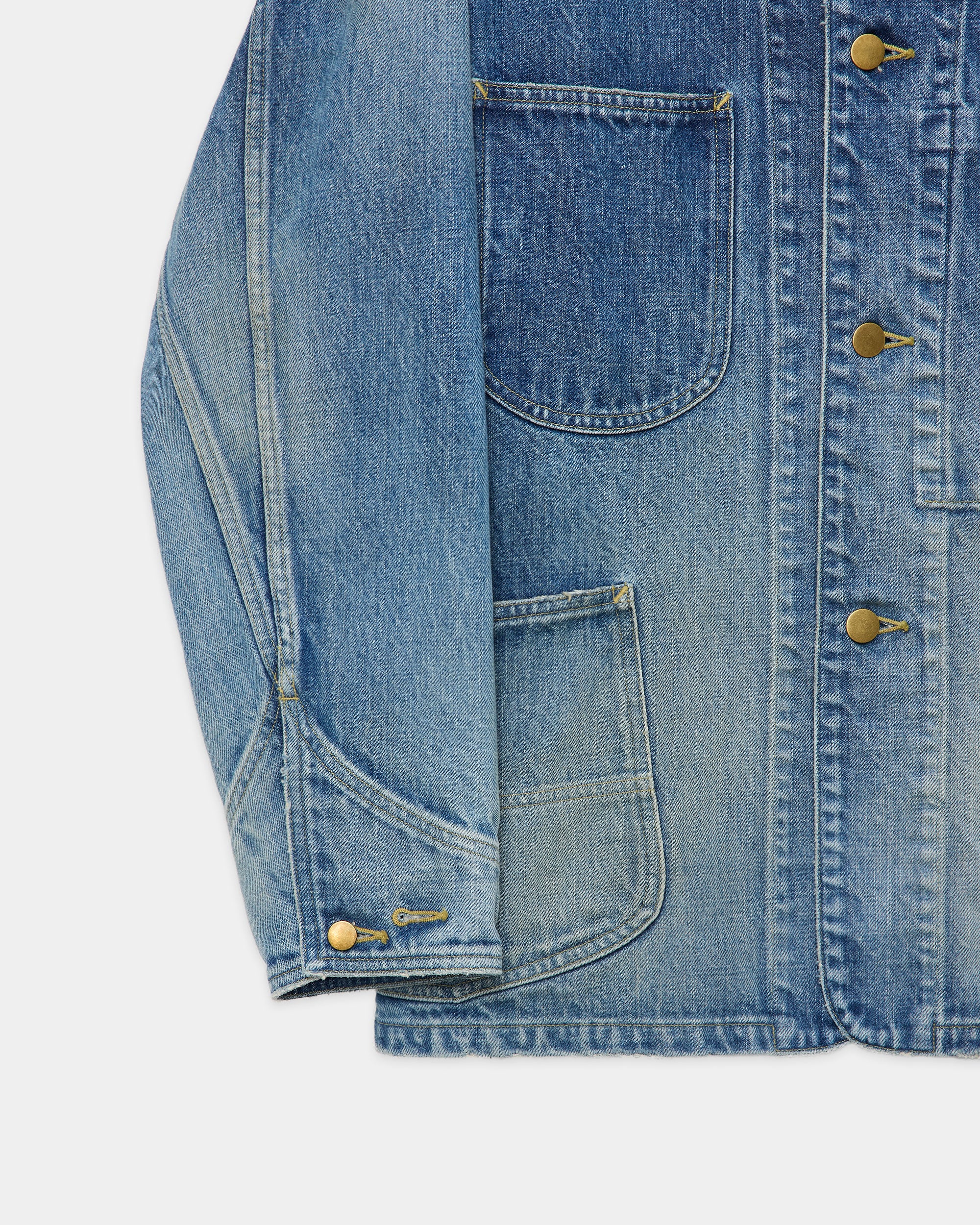 ORGANIC COTTON 13.5oz SELVEDGE DENIM COVERALL JACKET, Used Washed