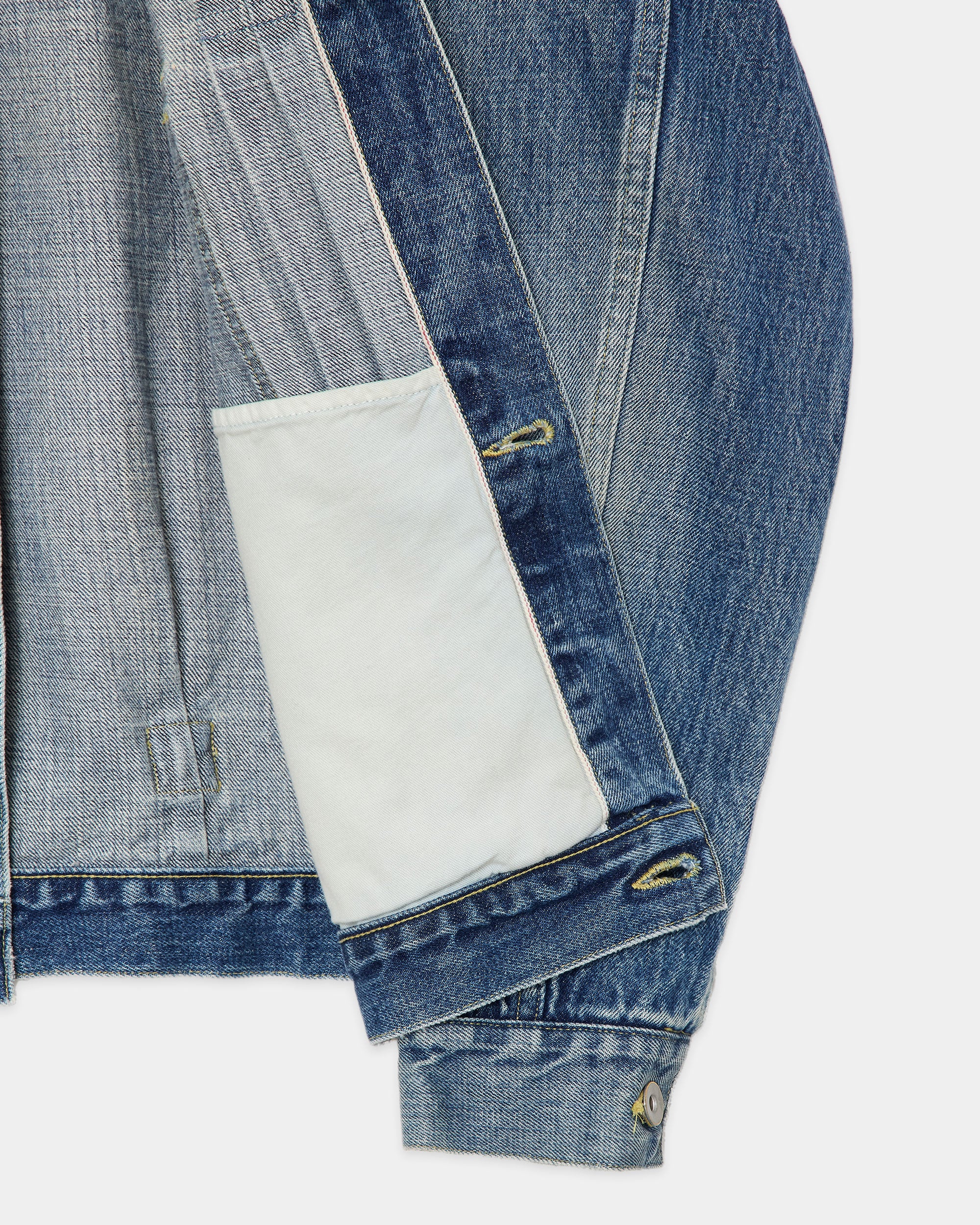 オーガニックコットン 13.5oz セルビッチデニム / Type-1デニムジャケット, Used Washed