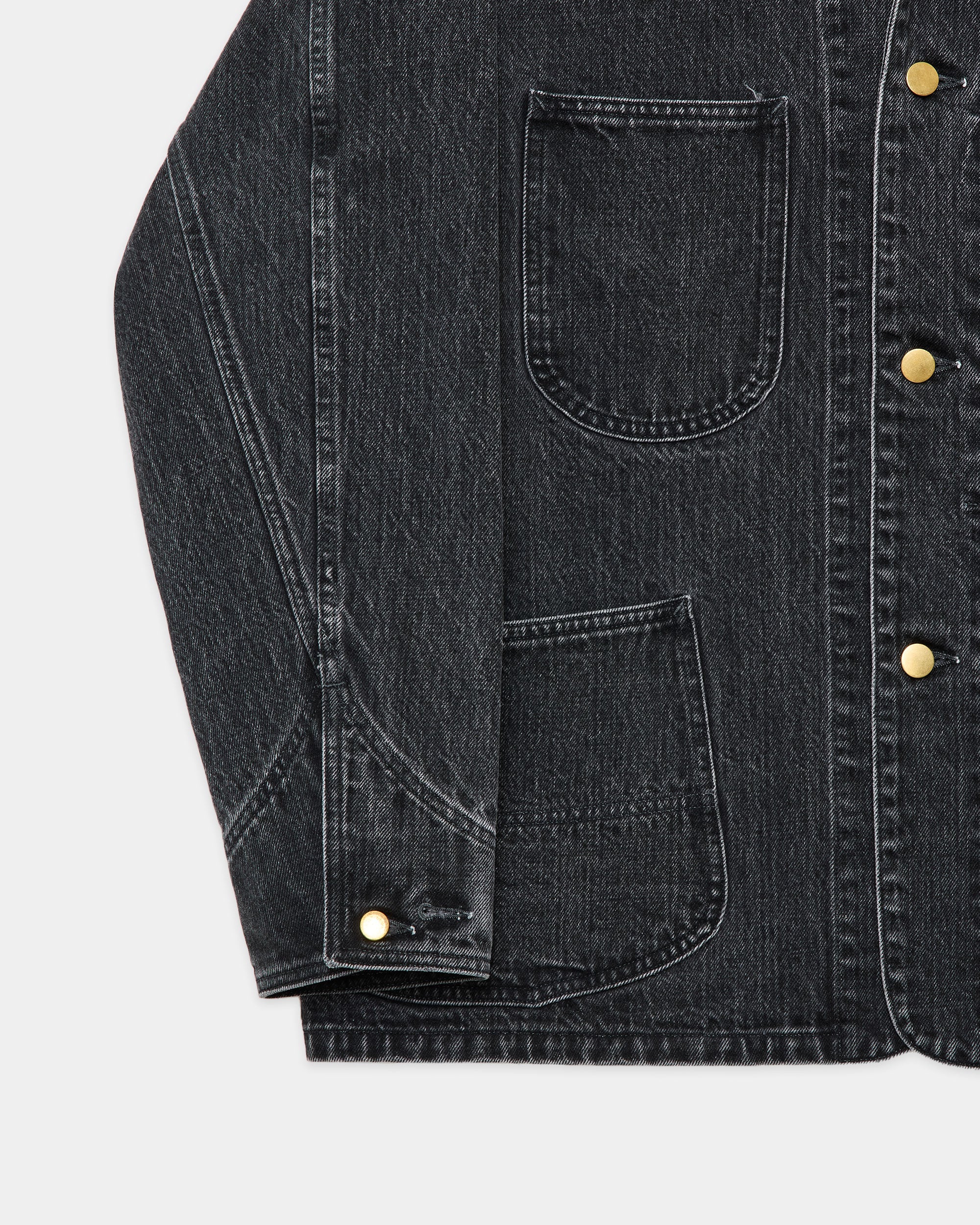 ORGANIC COTTON 13.5oz SELVEDGE DENIM COVERALL JACKET, Faded Black