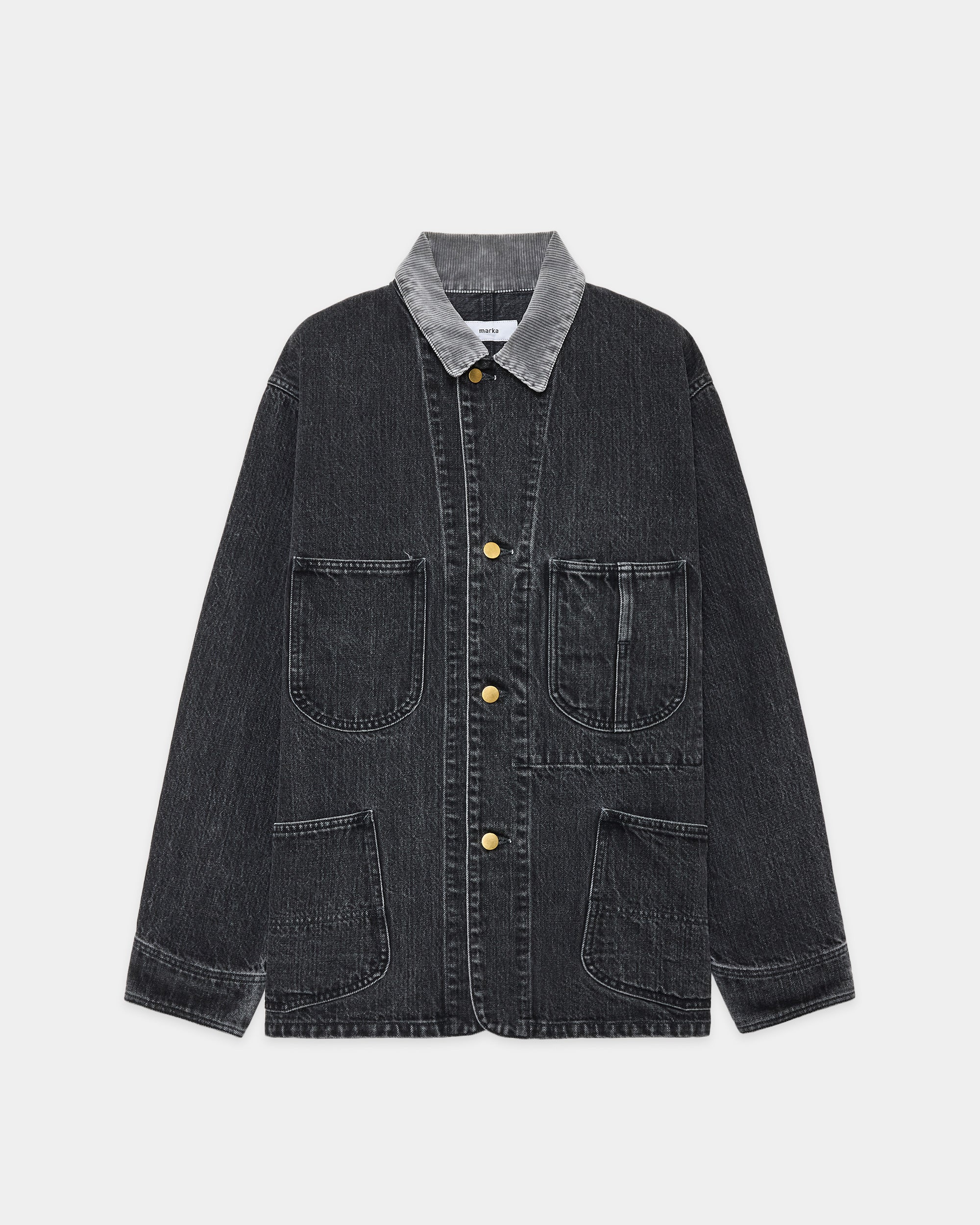 ORGANIC COTTON 13.5oz SELVEDGE DENIM COVERALL JACKET, Faded Black