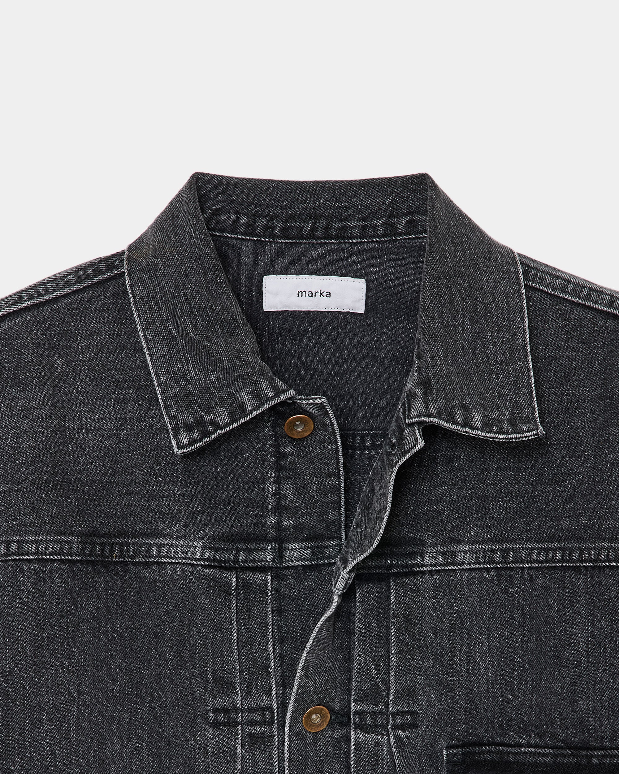 オーガニックコットン 13.5oz セルビッチデニム / Type-1デニムジャケット, Faded Black