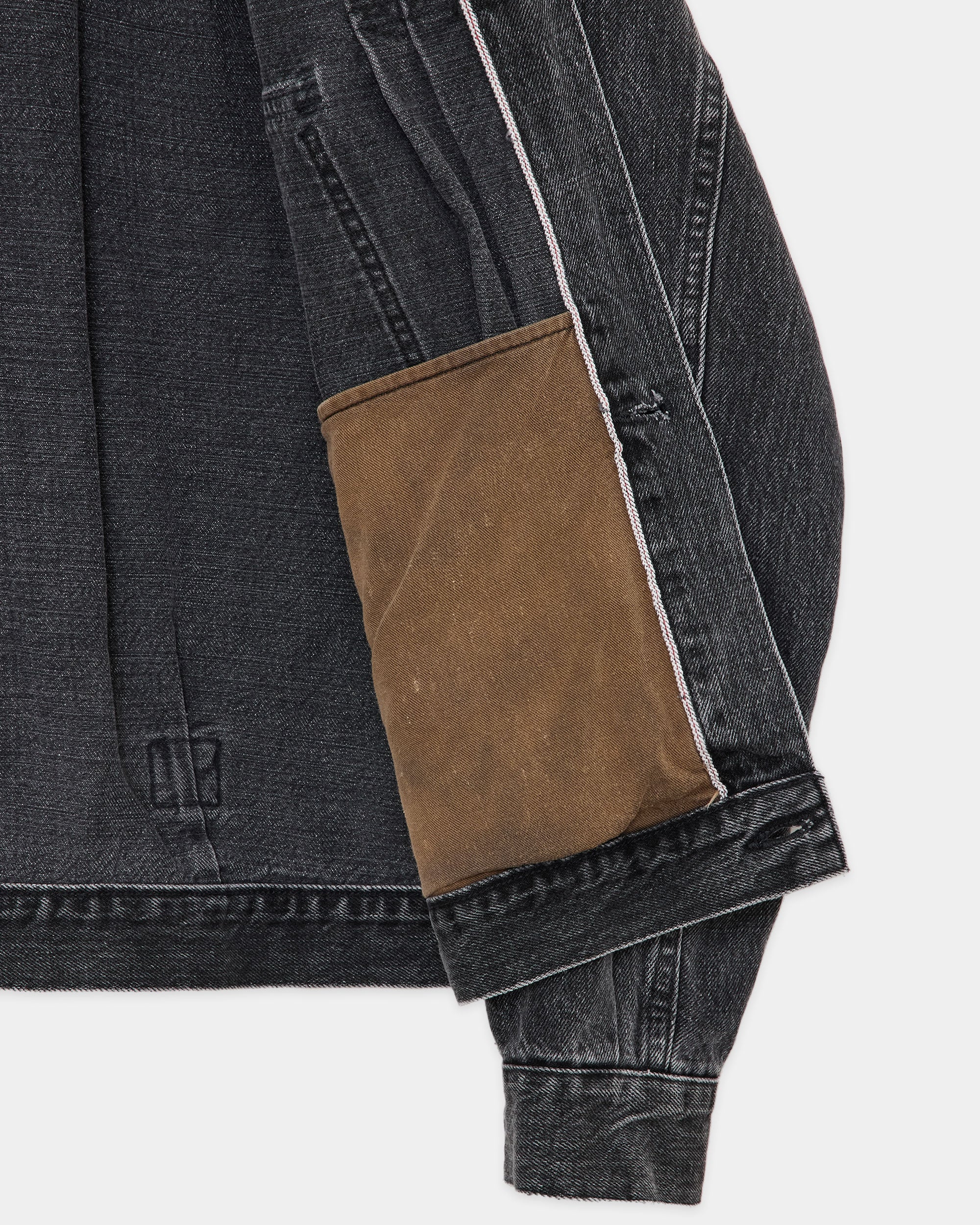 オーガニックコットン 13.5oz セルビッチデニム / Type-1デニムジャケット, Faded Black