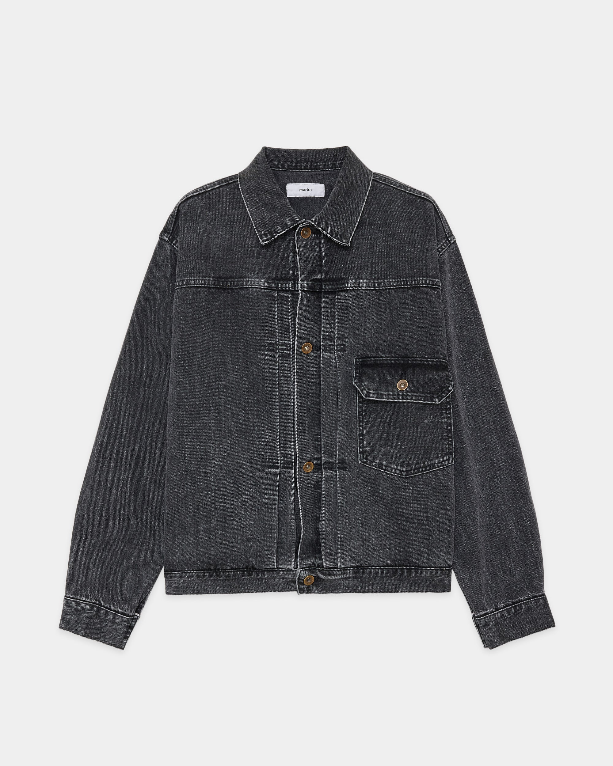 オーガニックコットン 13.5oz セルビッチデニム / Type-1デニムジャケット, Faded Black