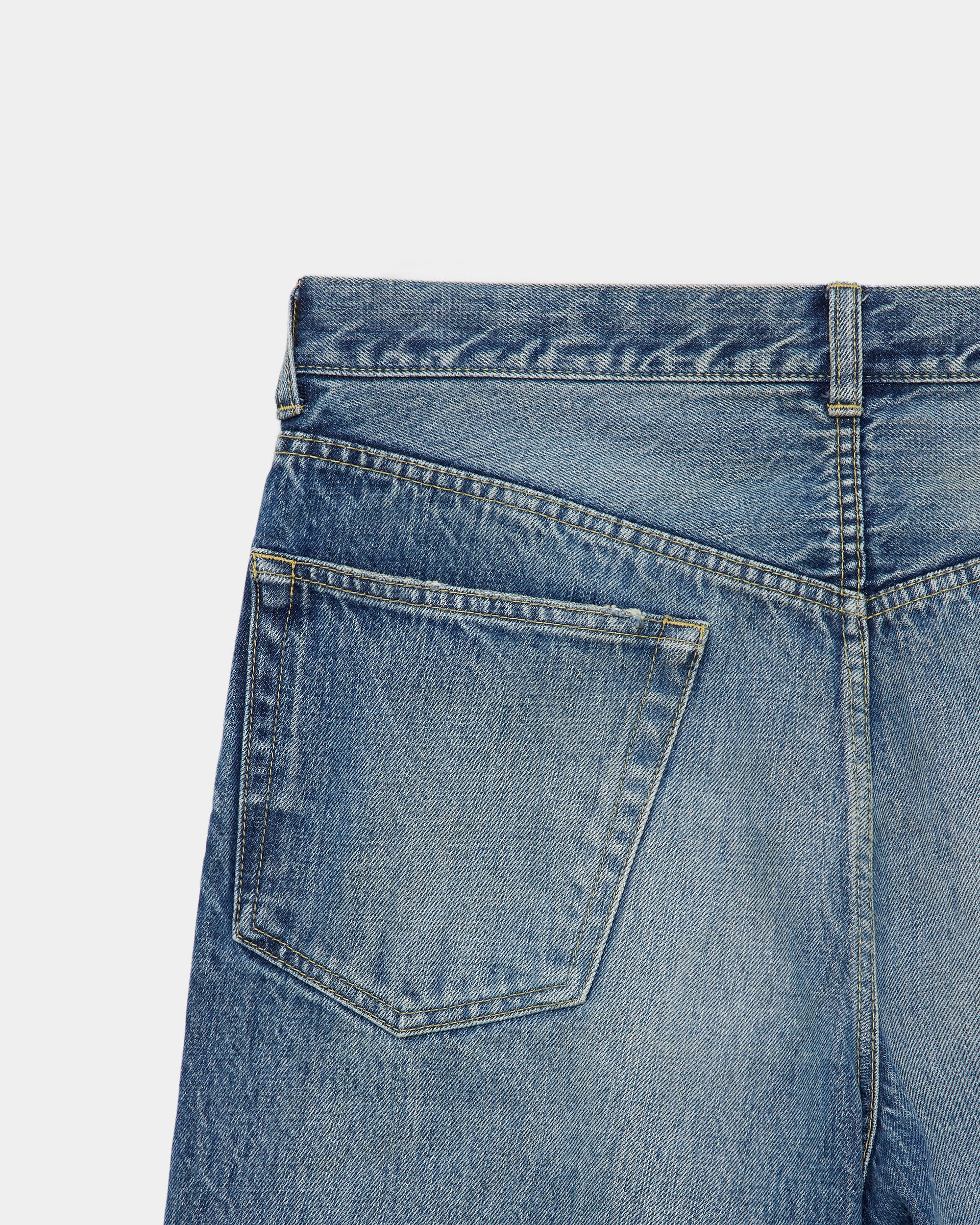 ORGANIC COTTON 13.5oz SELVEDGE DENIM WIDE LEG JEANS, Used Washed