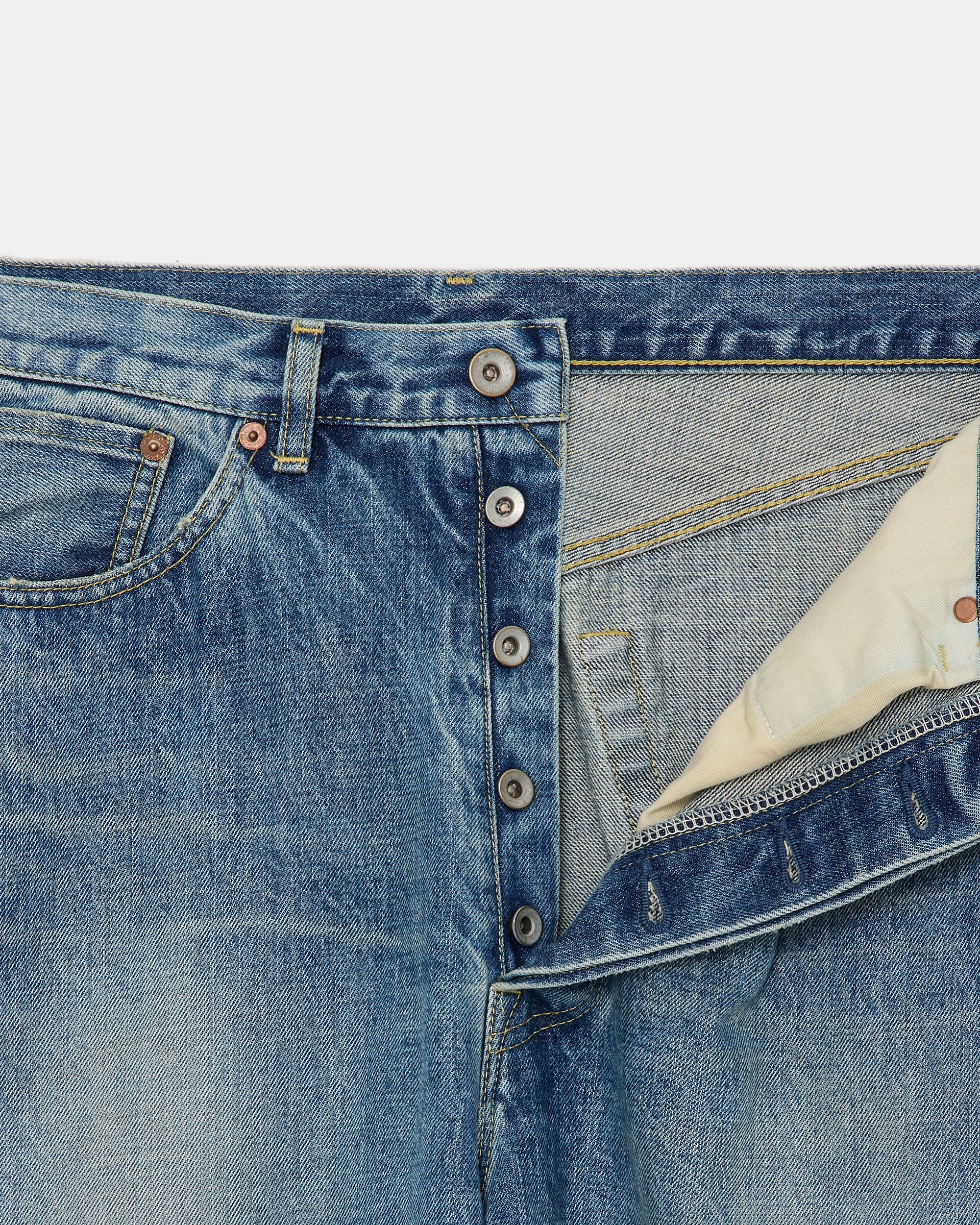 ORGANIC COTTON 13.5oz SELVEDGE DENIM COCOON FIT JEANS, Used Washed