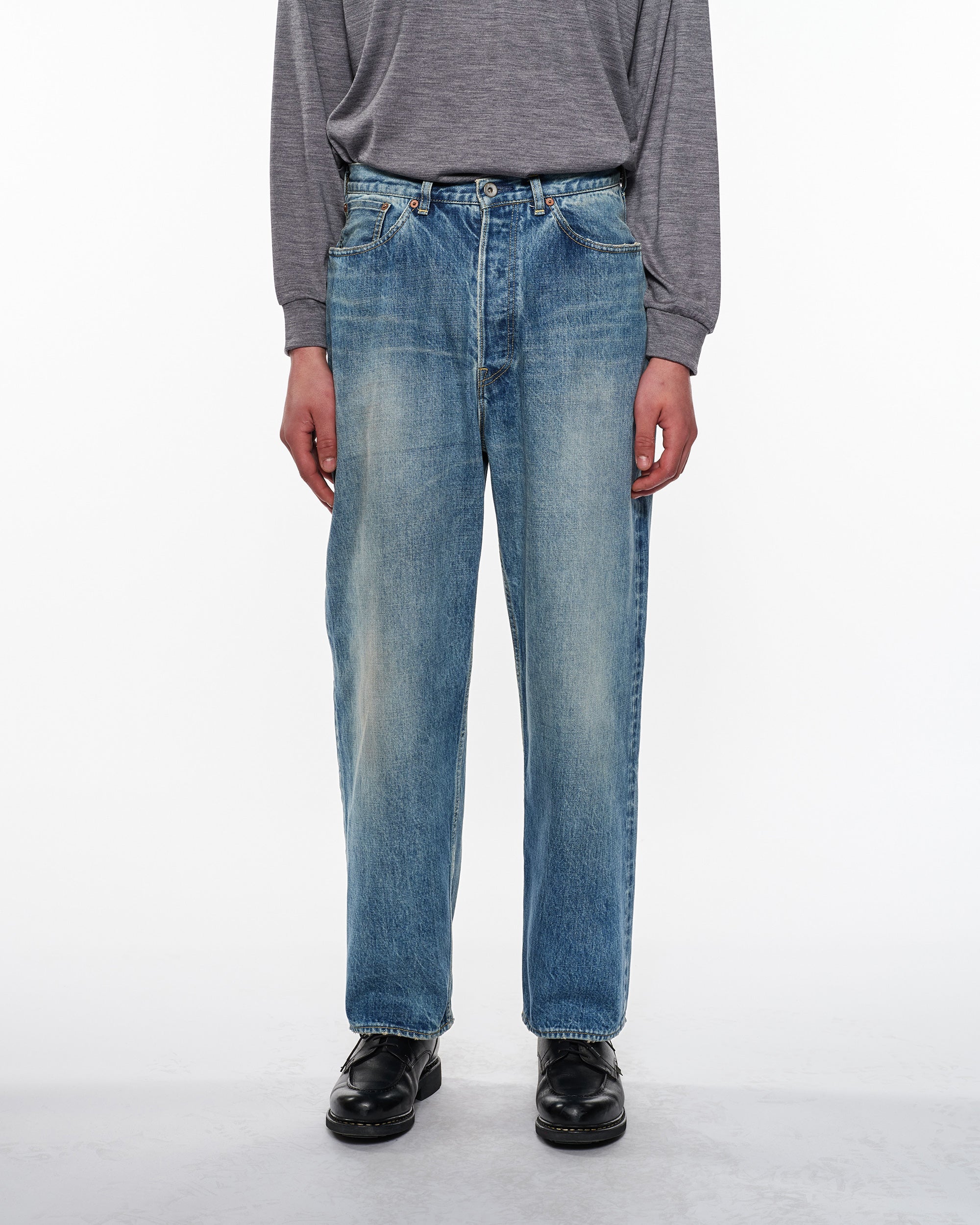 ORGANIC COTTON 13.5oz SELVEDGE DENIM COCOON FIT JEANS, Used Washed