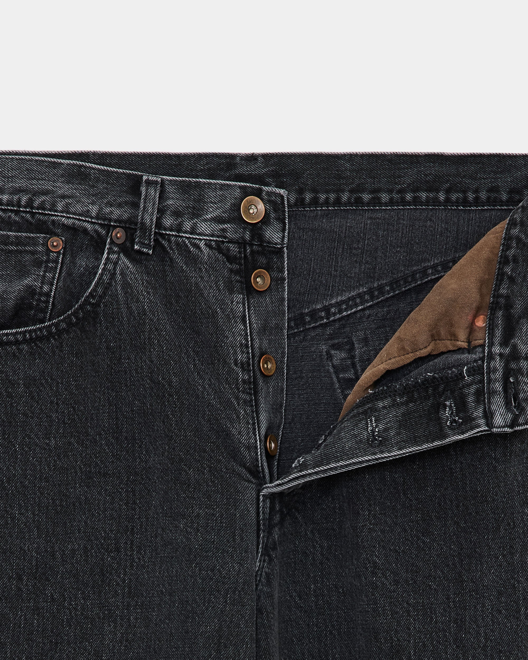 ORGANIC COTTON 13.5oz SELVEDGE DENIM WIDE LEG JEANS, Faded Black