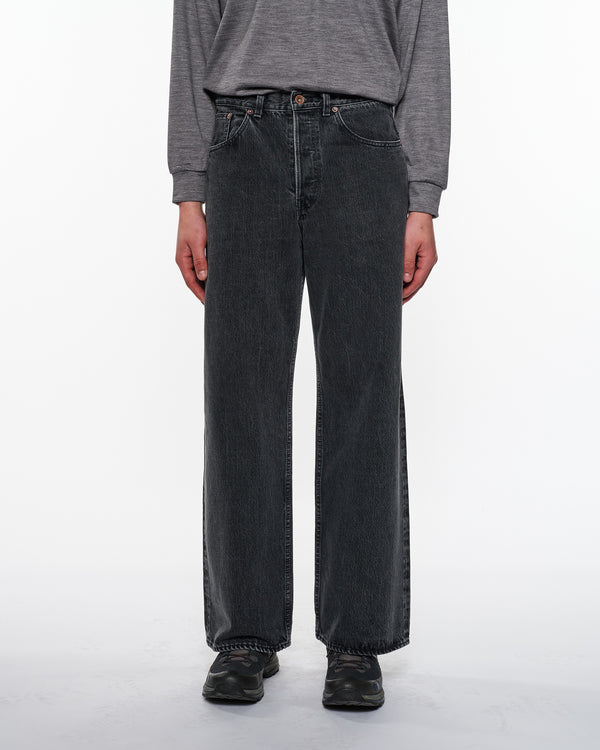ORGANIC COTTON 13.5oz SELVEDGE DENIM WIDE LEG JEANS, Faded Black