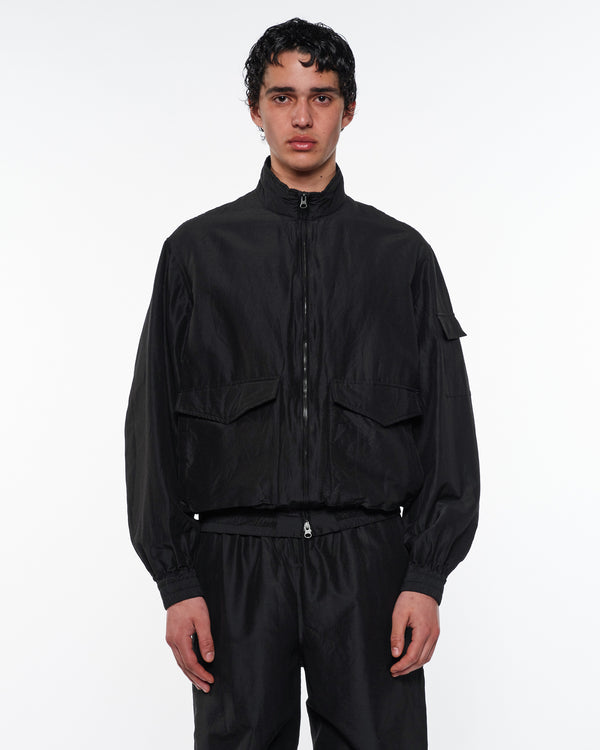 ウールシルク高密度タイプライター / フライトジャケット, Chambray Black